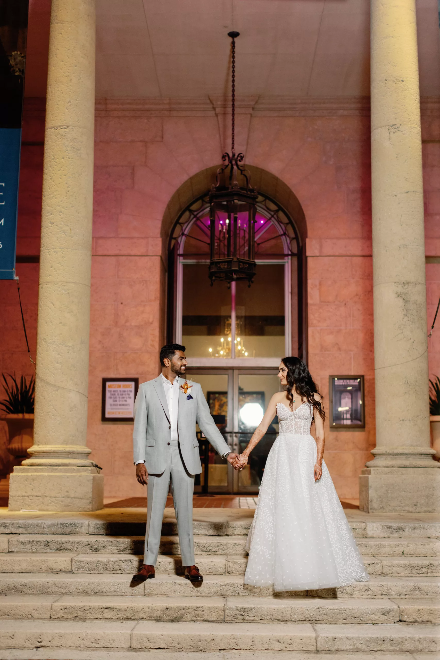 Bride and Groom Museum Wedding Portrait