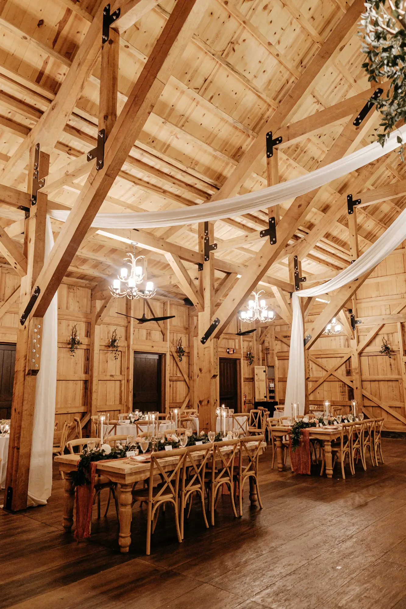 Rustic Garden Pink and Gold Barn Wedding Reception Long Feasting Table Decor Ideas | White Drapery Inspiration | Tampa Bay Rustic Venue Mision Lago Estate