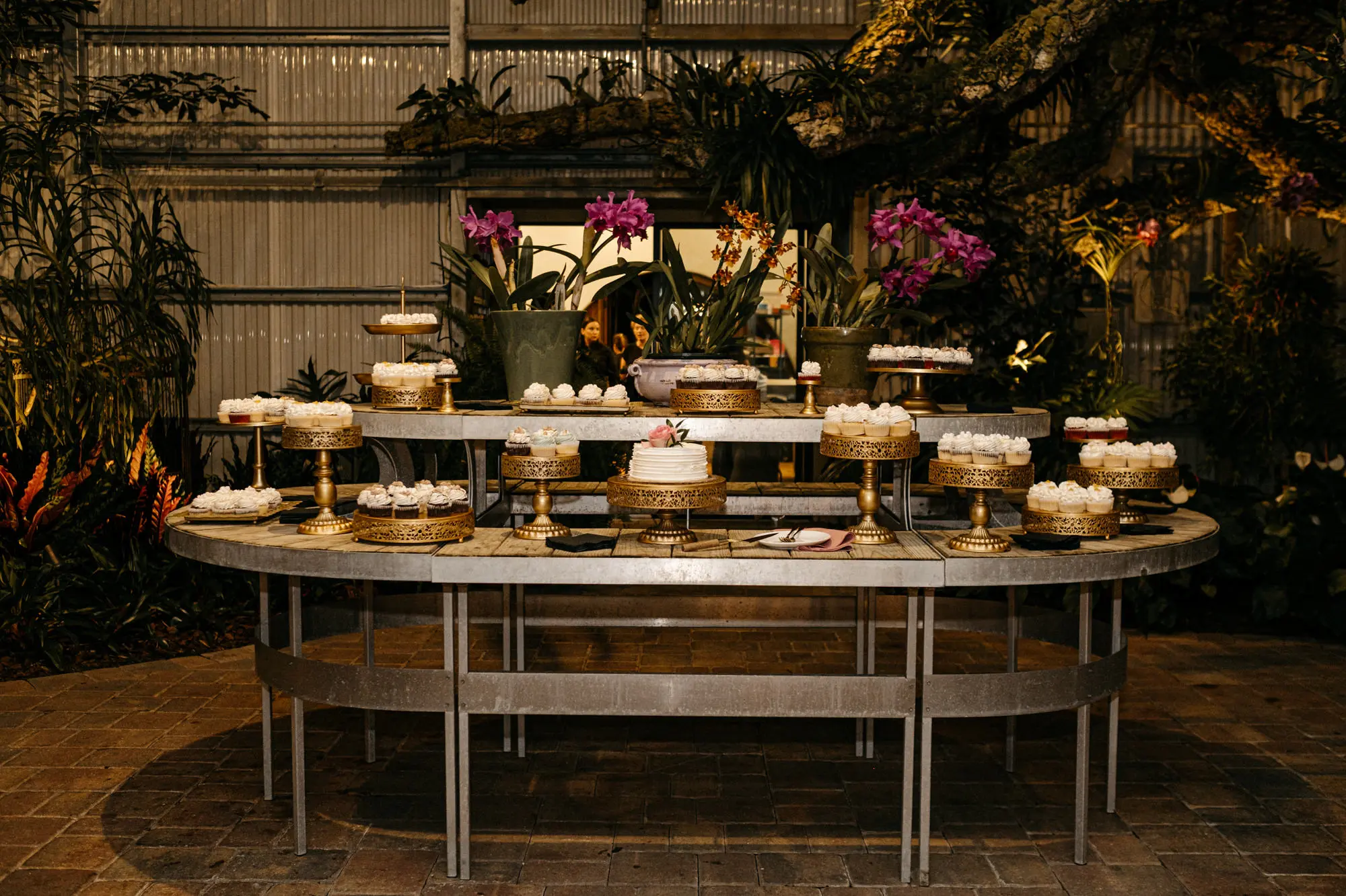 Elegant Gold Wedding Reception Cupcake Dessert Table Inspiration