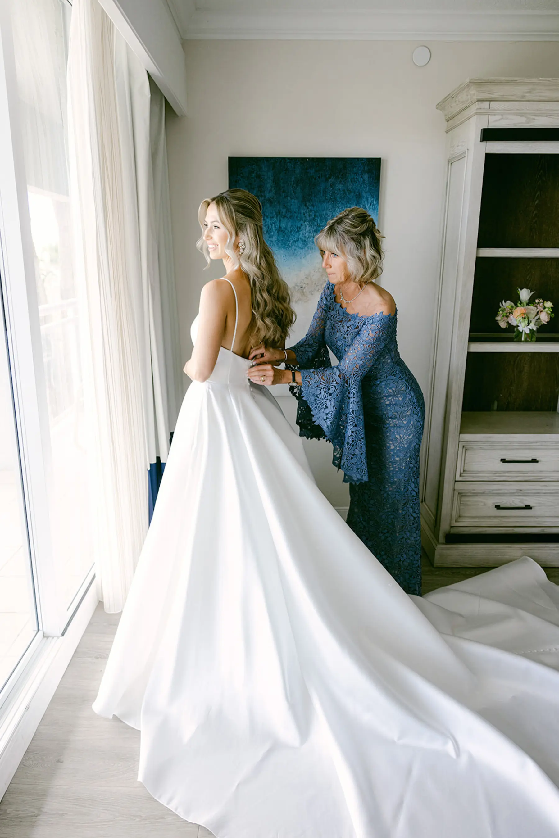 Bride Getting Ready Wedding Portrait | White A Line Martina Liana Wedding Dress with Bow Inspiration