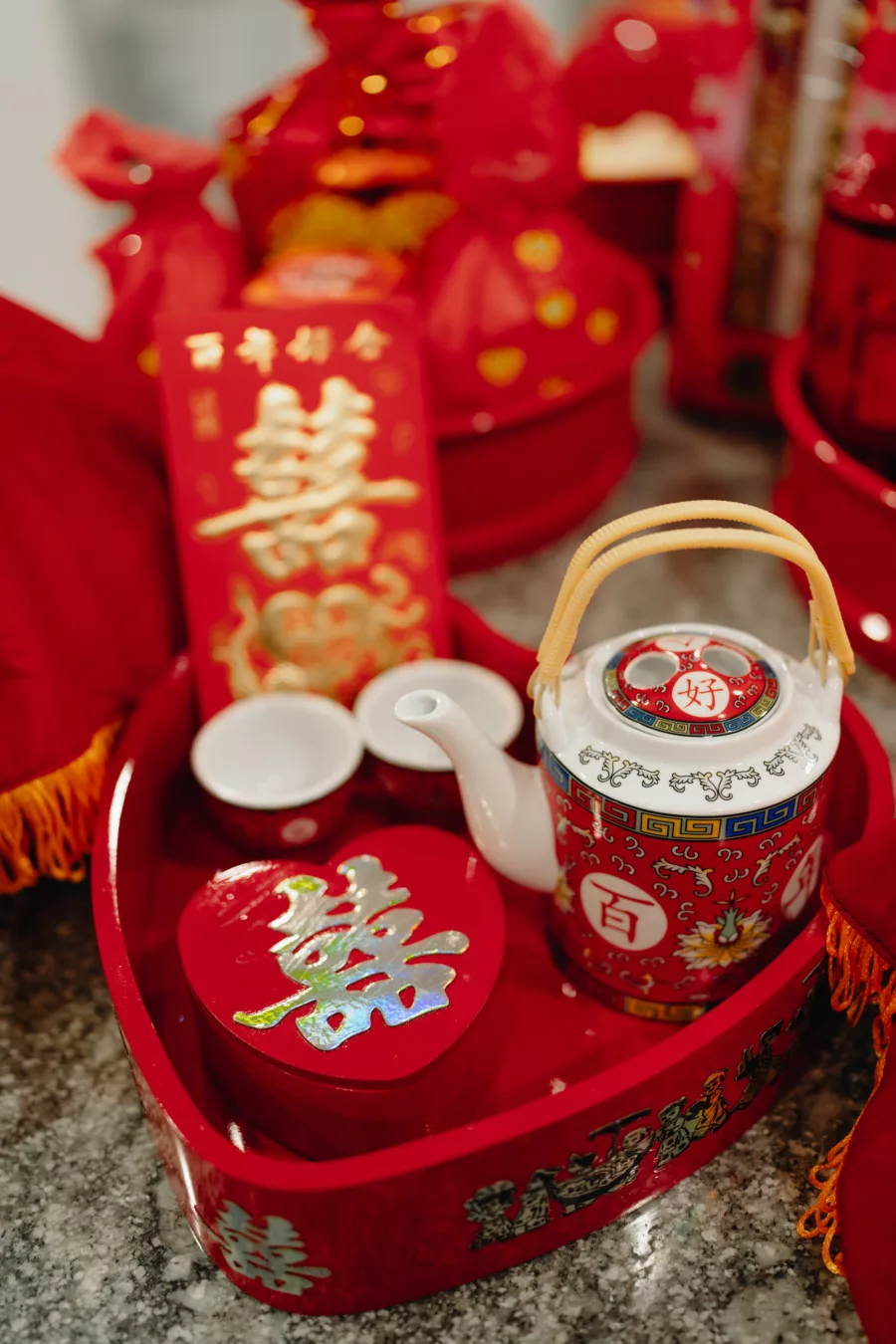 Red Hong Bao Asian Wedding Tea Ceremony Inspiration