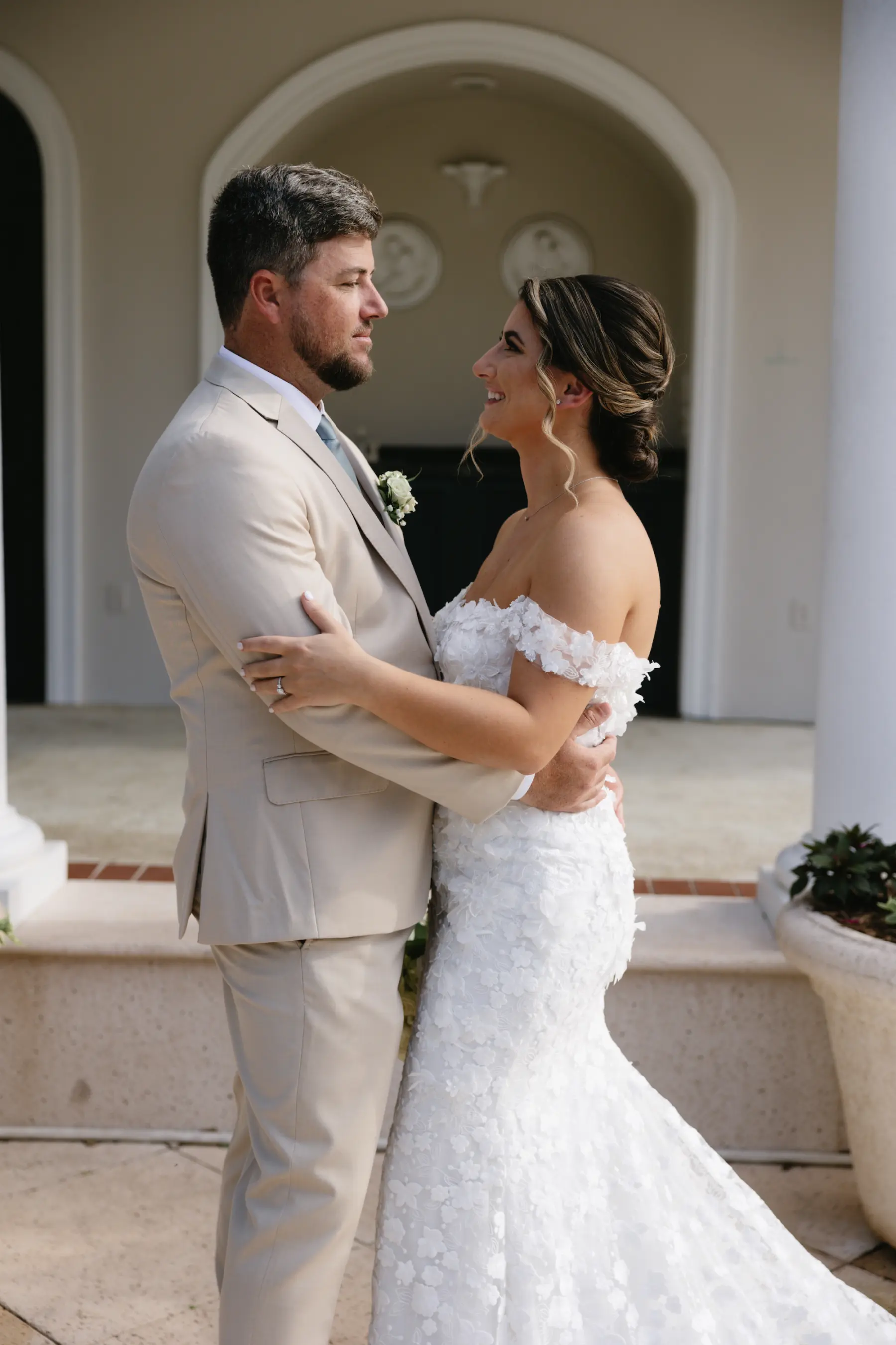 Bride and Groom First Look Wedding Portrait | Tampa Bay Photographer Arianna J Photography