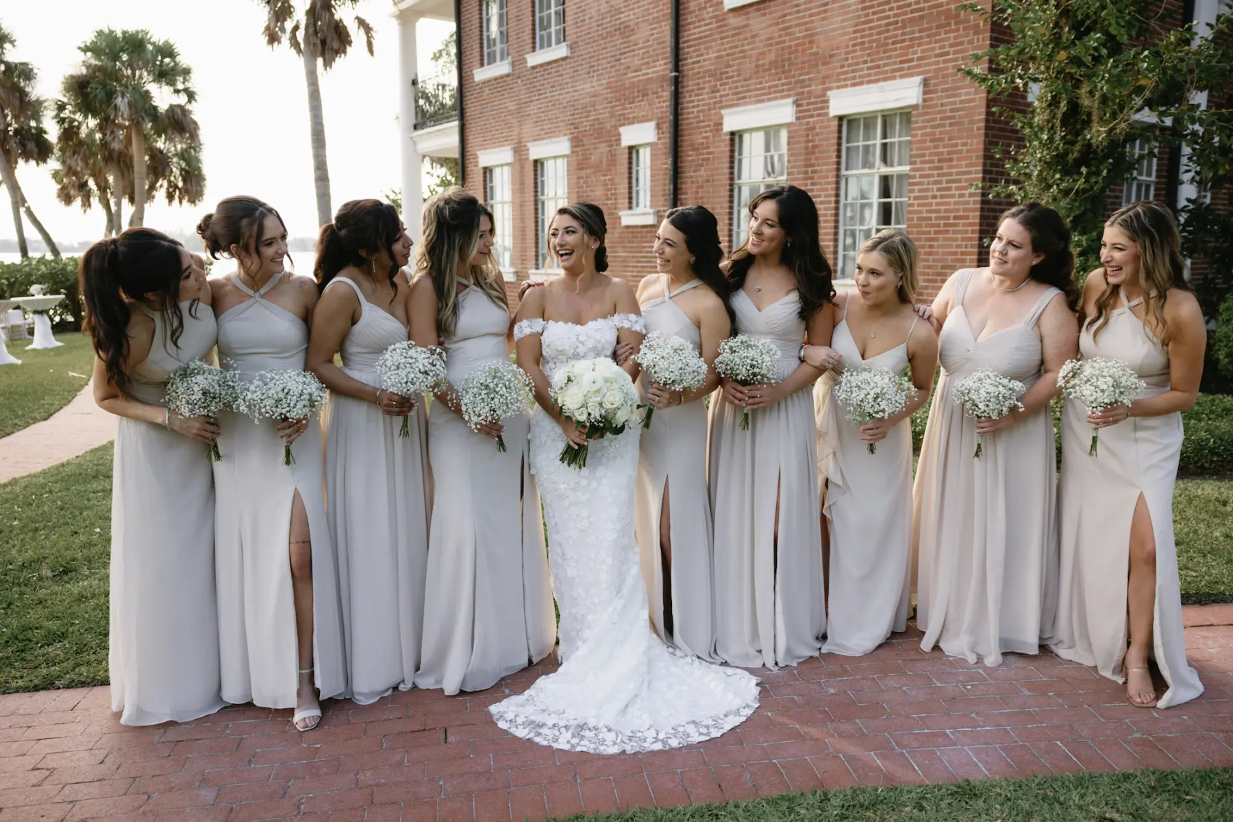 Neutral Mismatched Bridesmaids Wedding Day Dress Ideas | Sarasota Hair and Makeup Artists Femme Akoi Beauty Studio