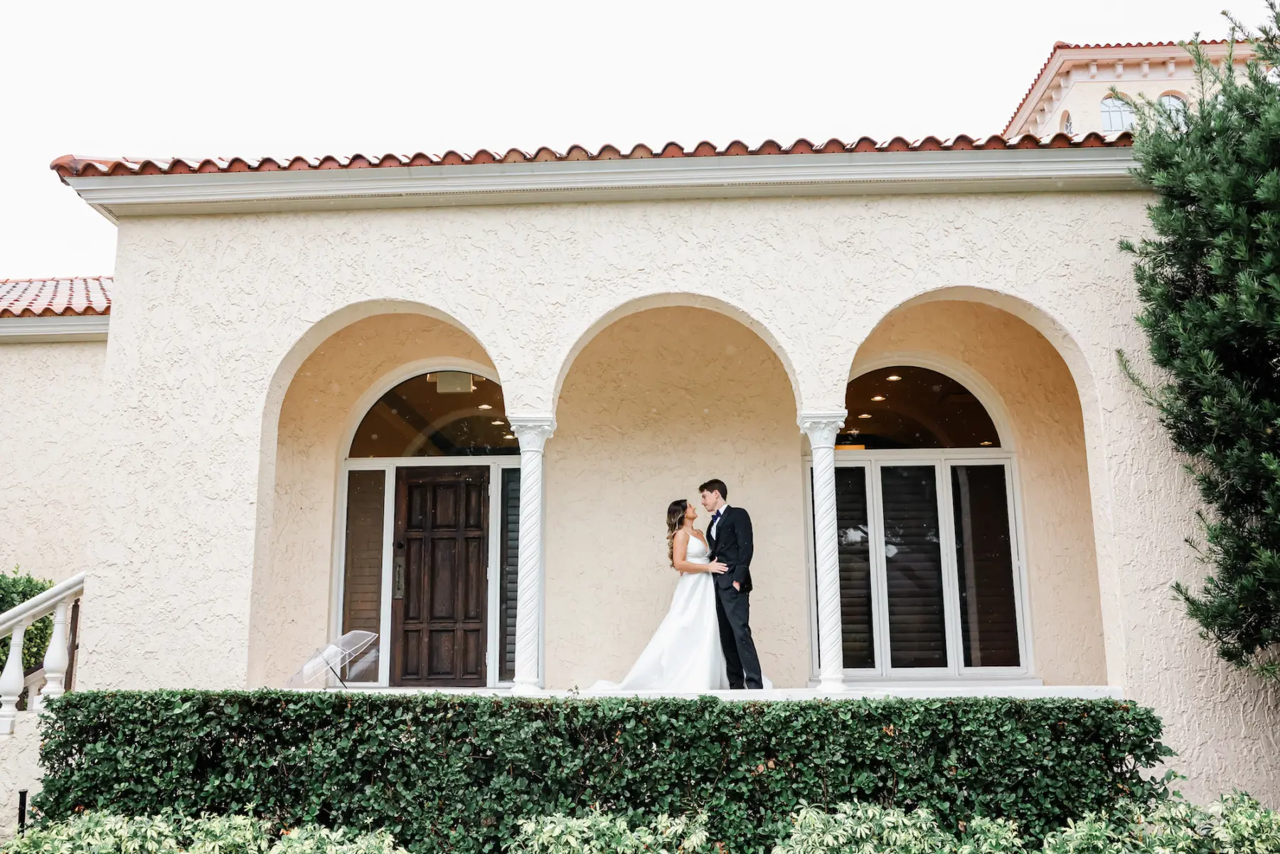Bride and Groom First Look Wedding Portrait | Tampa Bay Event Venue Mision Lago Estate | Photographer Lifelong Photography