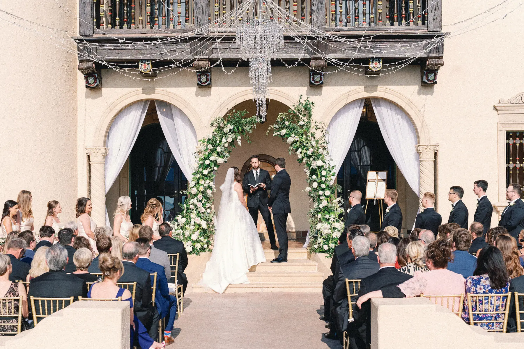 European Inspired Florida Wedding with Greenery Floral Ceremony Arch | Sarasota Venue Powel Crosley Estate