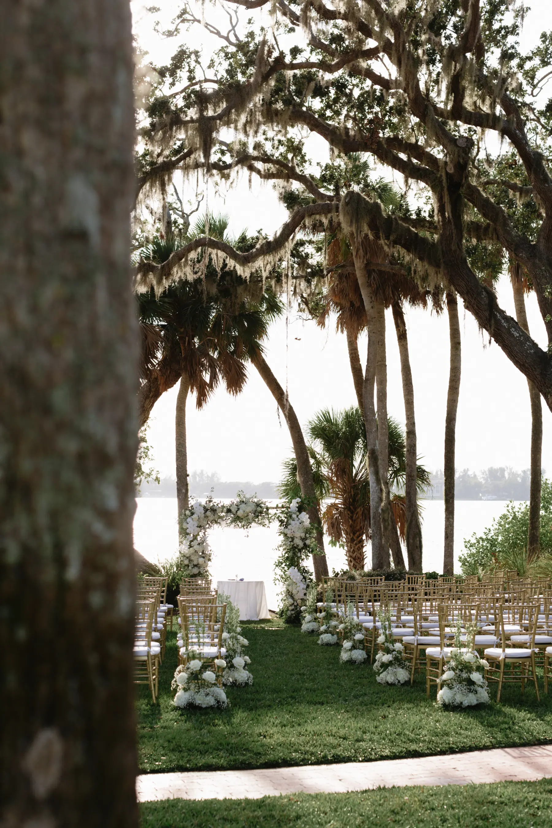 Classic Waterfront Wedding Ceremony Decor Ideas | Tampa Bay Florist Beneva Florals