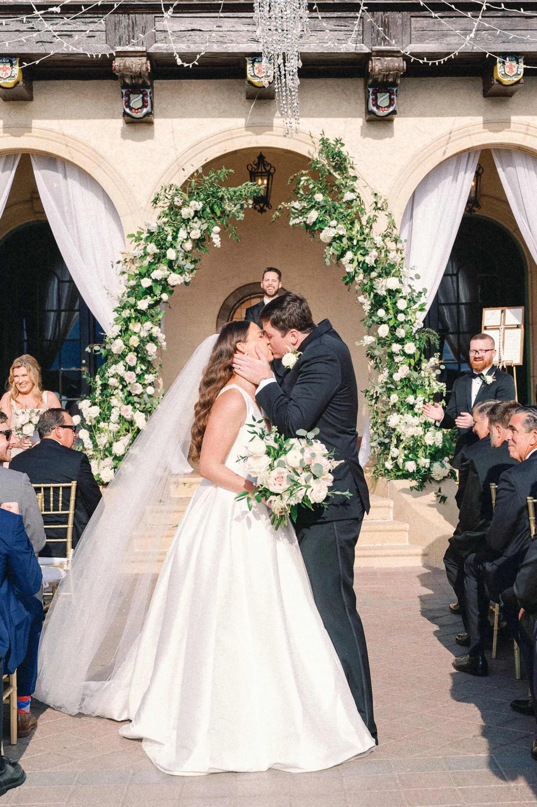 European Inspired Florida Wedding with Greenery Floral Ceremony Arch | Sarasota Venue Powel Crosley Estate