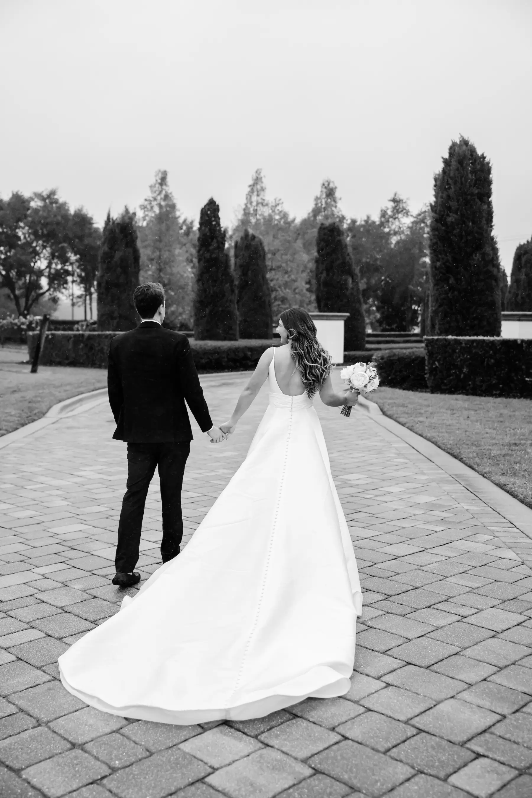 Bride and Groom Just Married Black and White Wedding Portrait | Tampa Bay Photographer Lifelong Photography Studio | Vineyard Event Venue Mision Lago Estate | Planner Blue Skies Weddings and Events