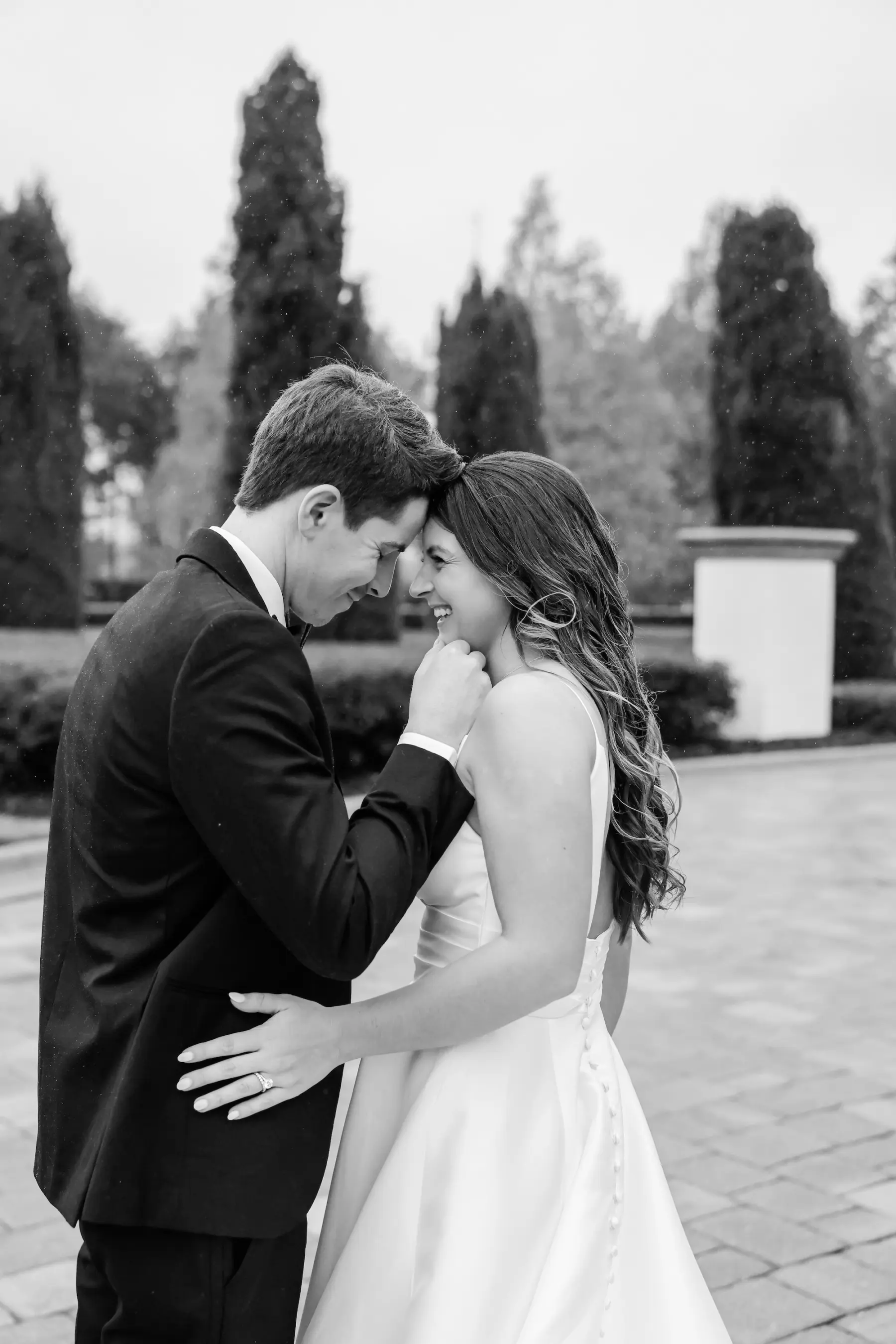 Bride and Groom Just Married Black and White Wedding Portrait | Tampa Bay Photographer Lifelong Photography Studio