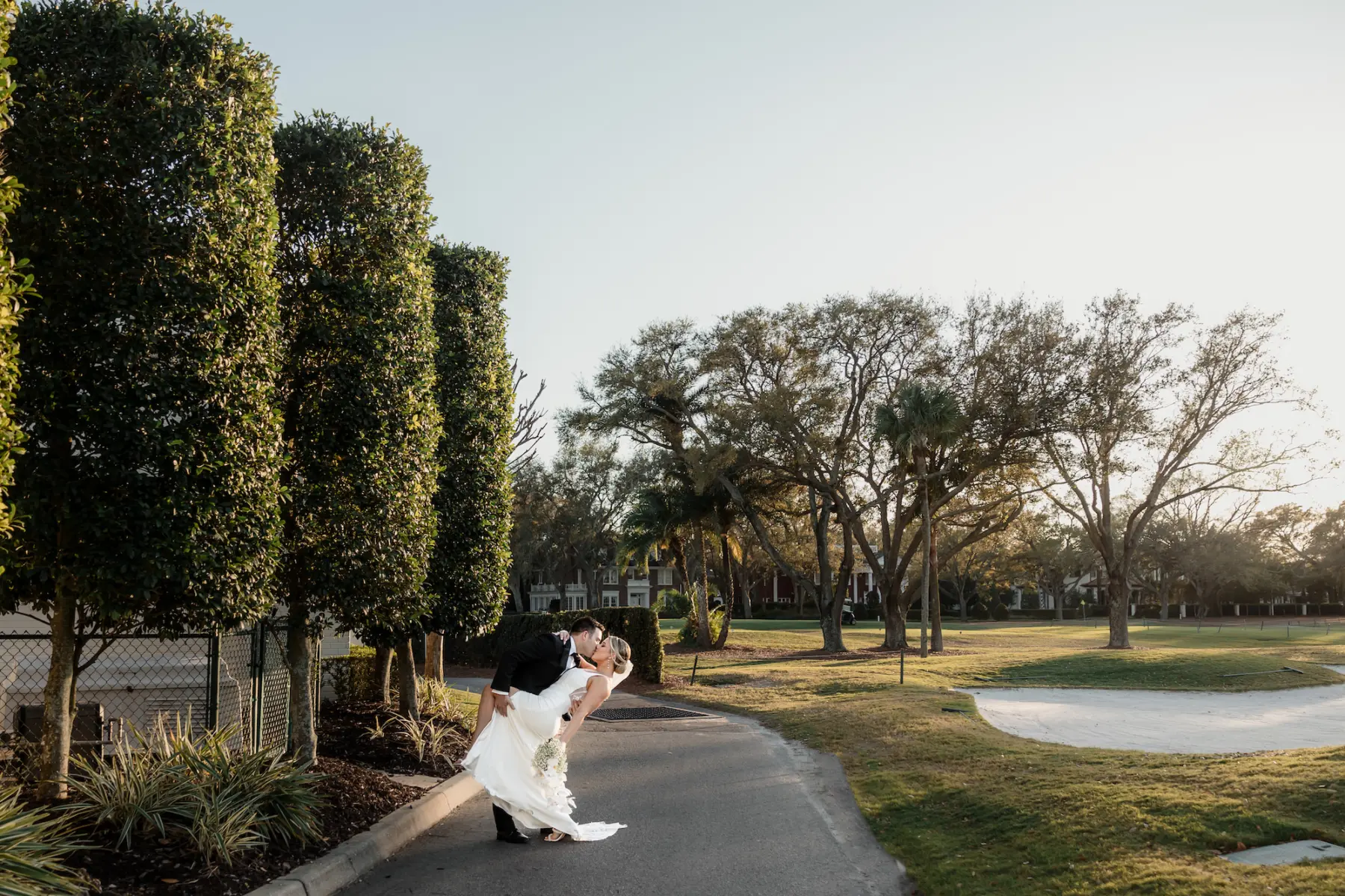 Romantic Bride and Groom Golf Course Wedding Portrait | South Tampa Venue Palma Ceia Golf and Country Club | Planner Oh My Occasions