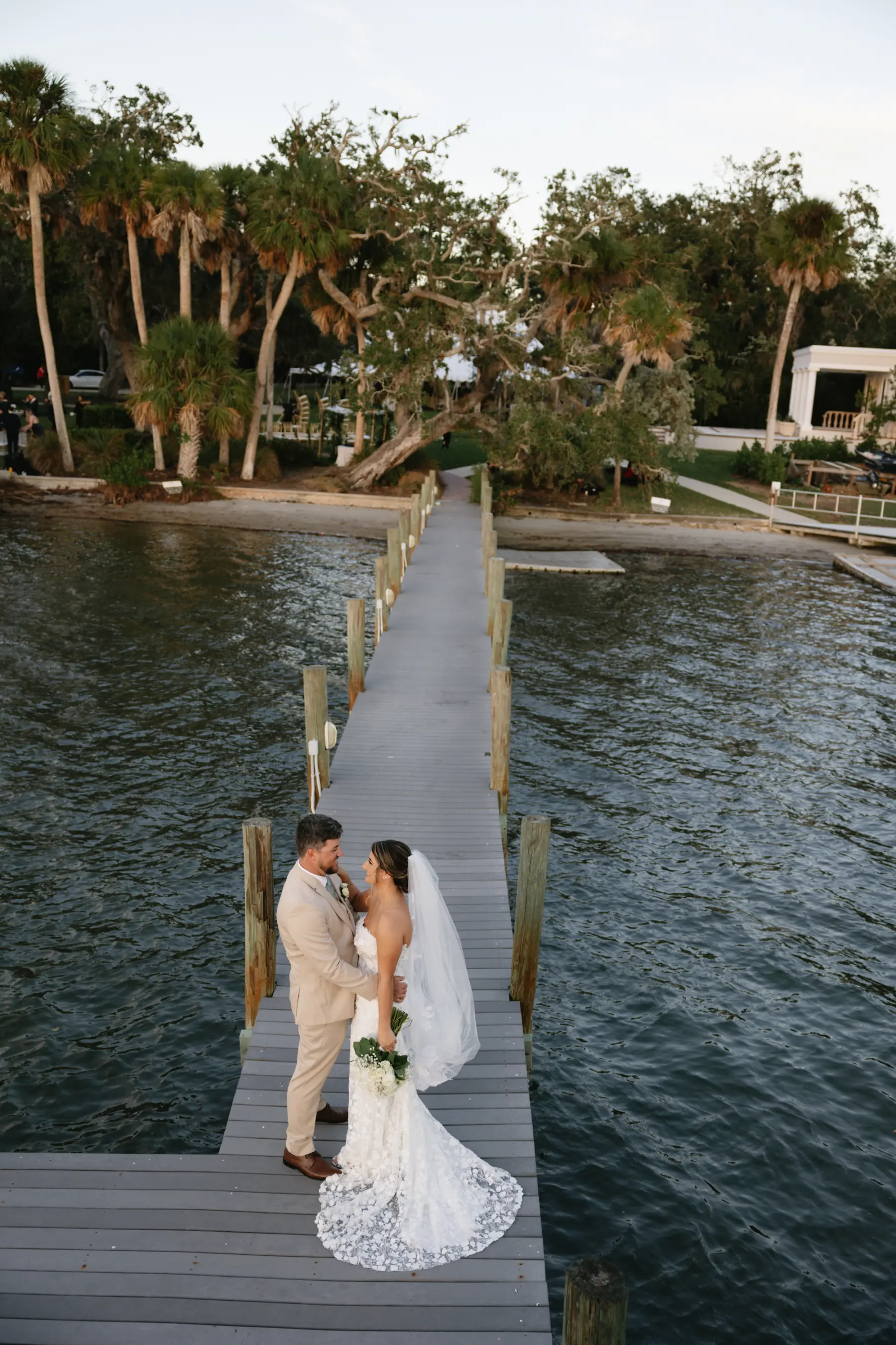 Bride and Groom Just Married Dock Wedding Portrait | Sarasota Photographer Arianna J Photography