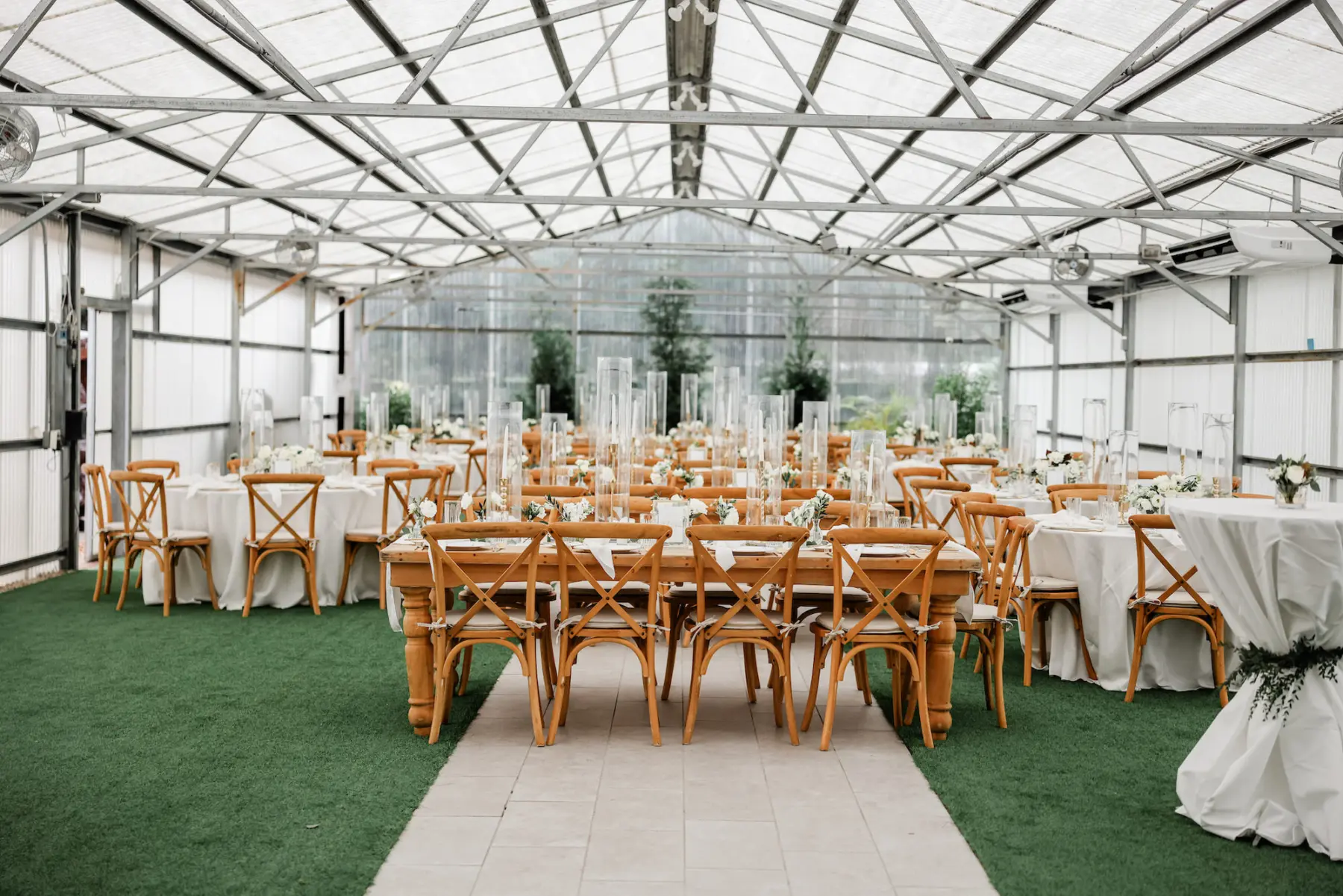 Clear Tented Classic White and Gold Wedding Reception Inspiration | Wooden Tables and Crossback Chairs | Tampa Bay Kate Ryan Event Rentals | Planner Blue Skies Weddings and Events | Private Estate Mision Lago