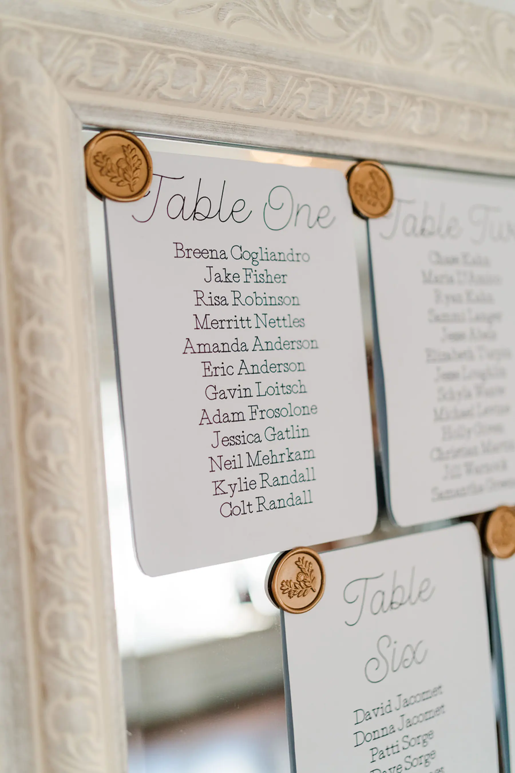 Vintage White Wedding Reception Seating Chart Sign Ideas with Gold Foil Sticker