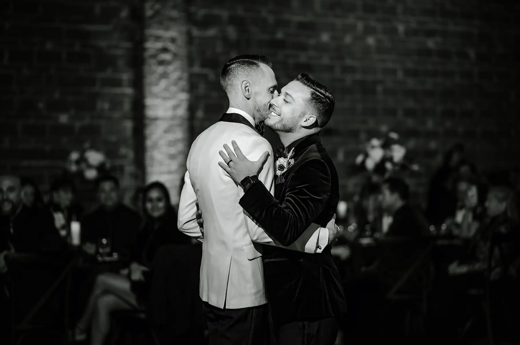 Groom and Groom Gay First Dance Wedding Portrait | Tampa Bay Photographer Iyrus Weddings | Venue NOVA 535