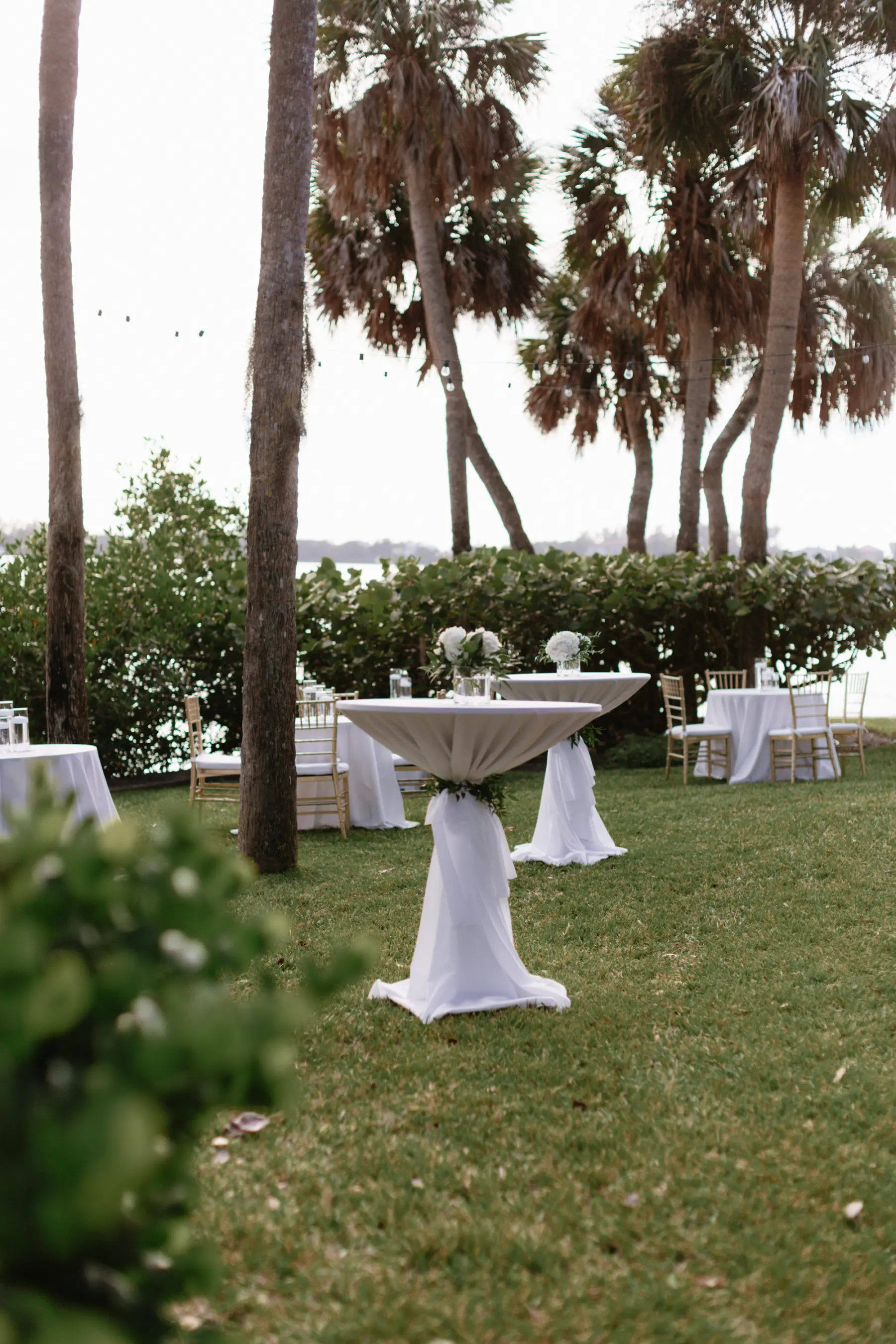 Outdoor Oceanfront Wedding Reception Cocktail Hour Decor Ideas