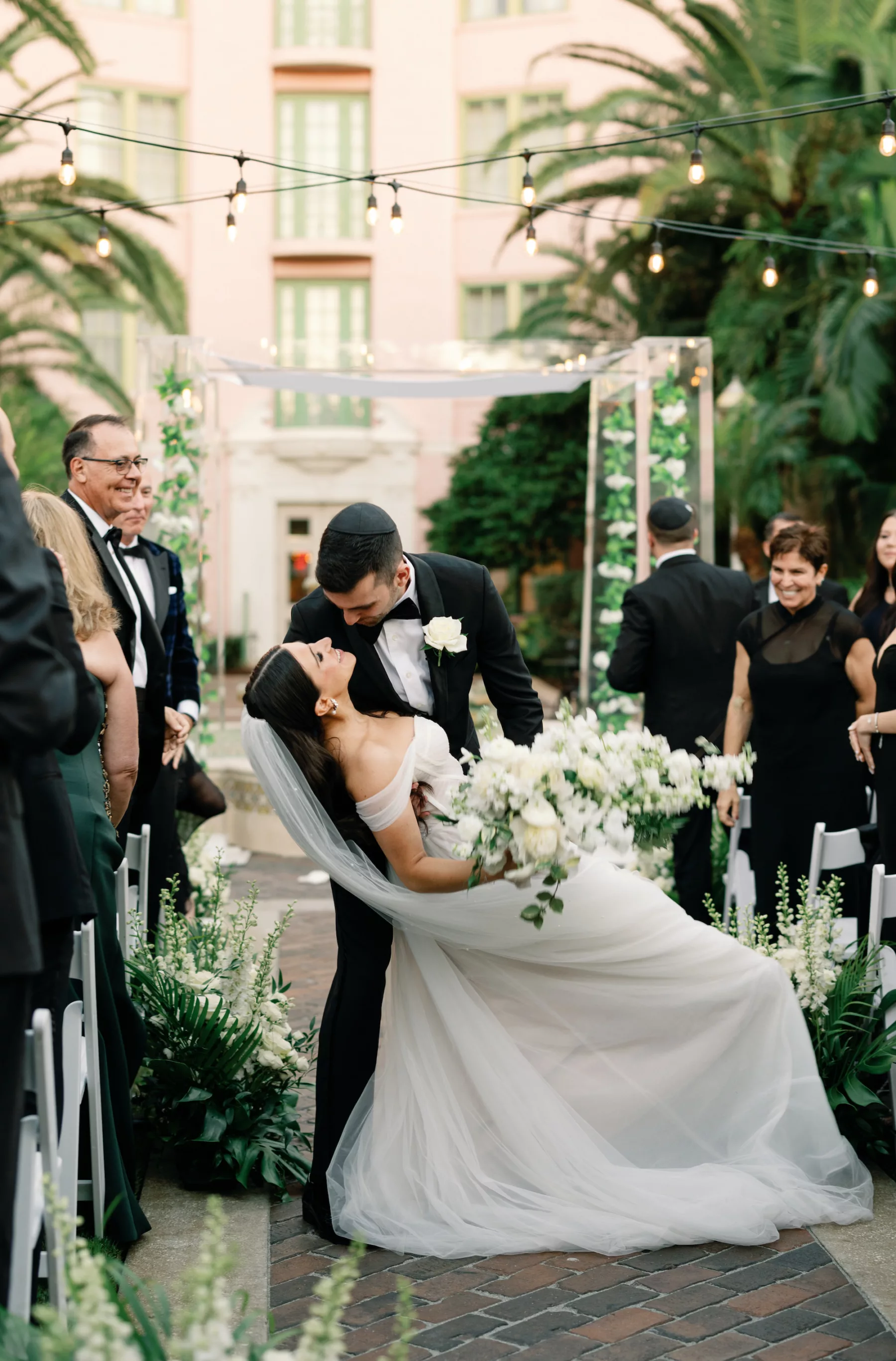 Bride and Groom Just Married Wedding Portrait | Tampa Bay Photographer Dewitt For Love | St Pete Content Creator Behind The Vows | Florist Botanica Design Studio | Event Venue The Vinoy