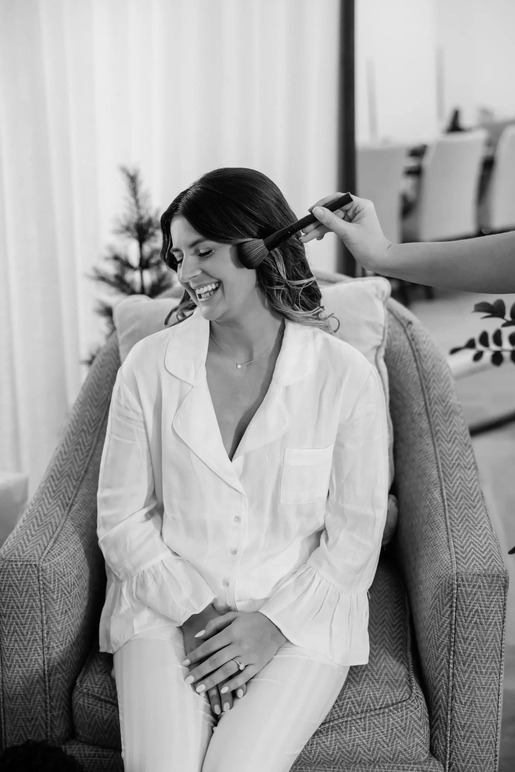 Bride Getting Ready Black and White Wedding Portrait | Tampa Bay Hair and Makeup Artist Adore Bridal Hair and Makeup
