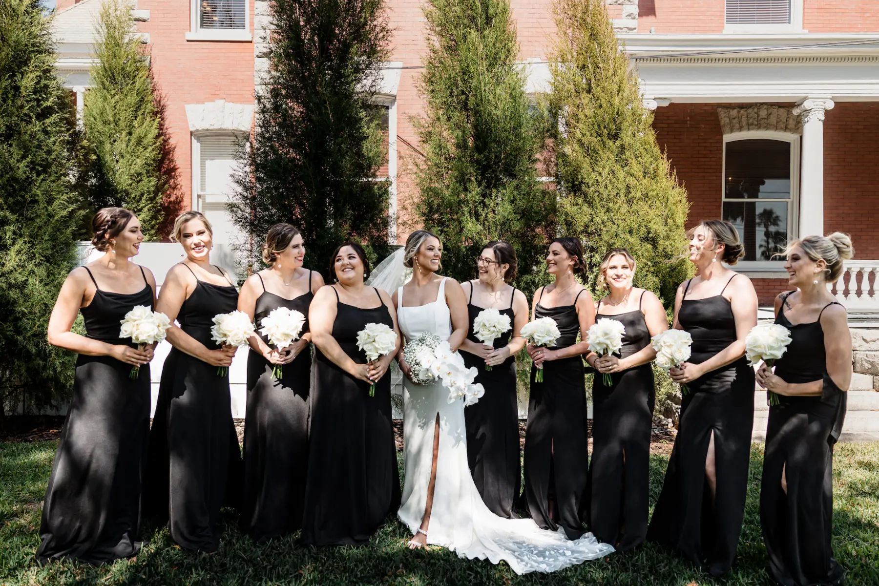 Matching Black Scoop Neck Floor Length Timeless Classic Bridesmaid Wedding Dress Inspiration