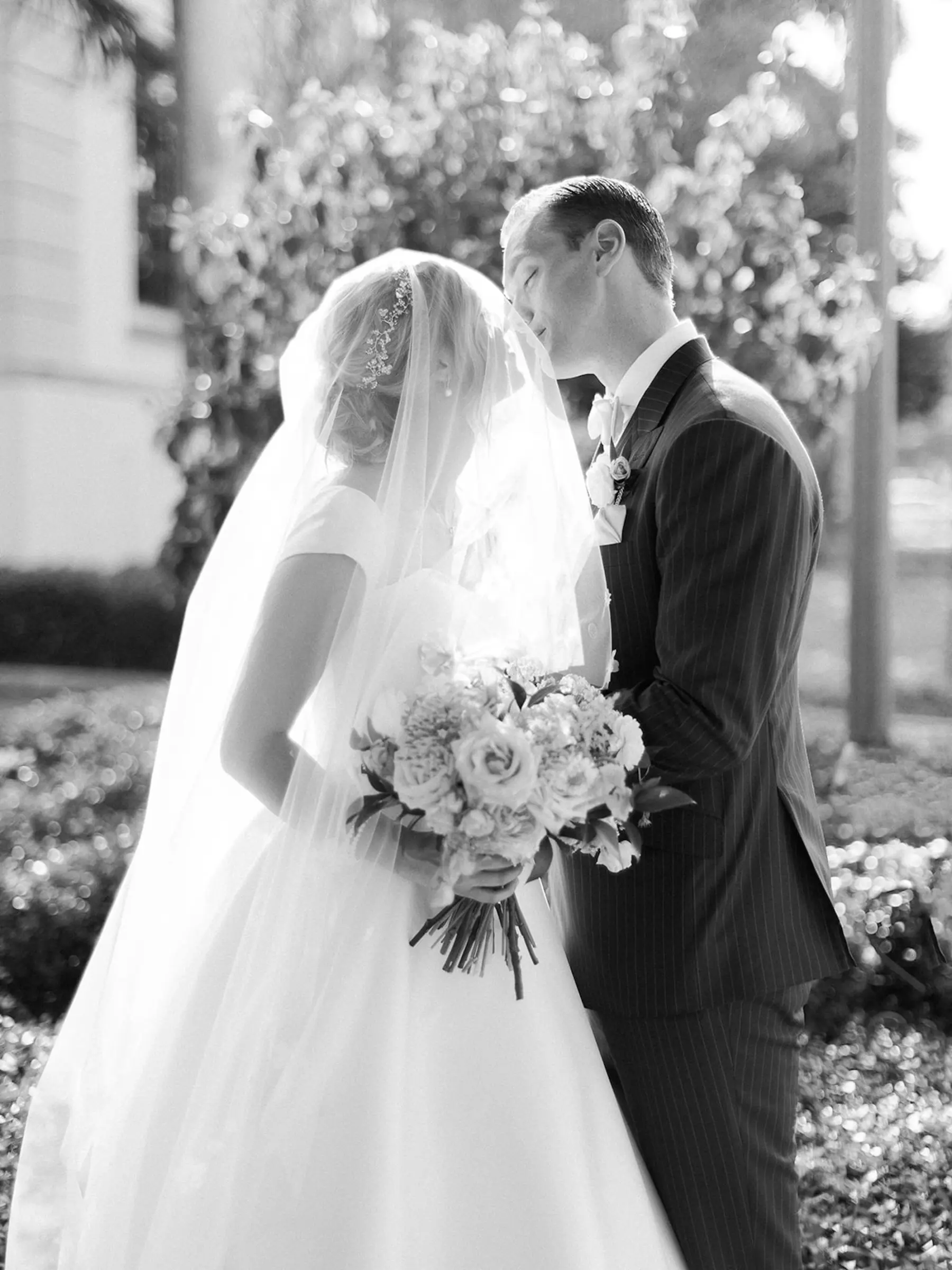 Bride and Groom Just Married Black and White Wedding Portrait | Tampa Bay Planner Unique Weddings and Events