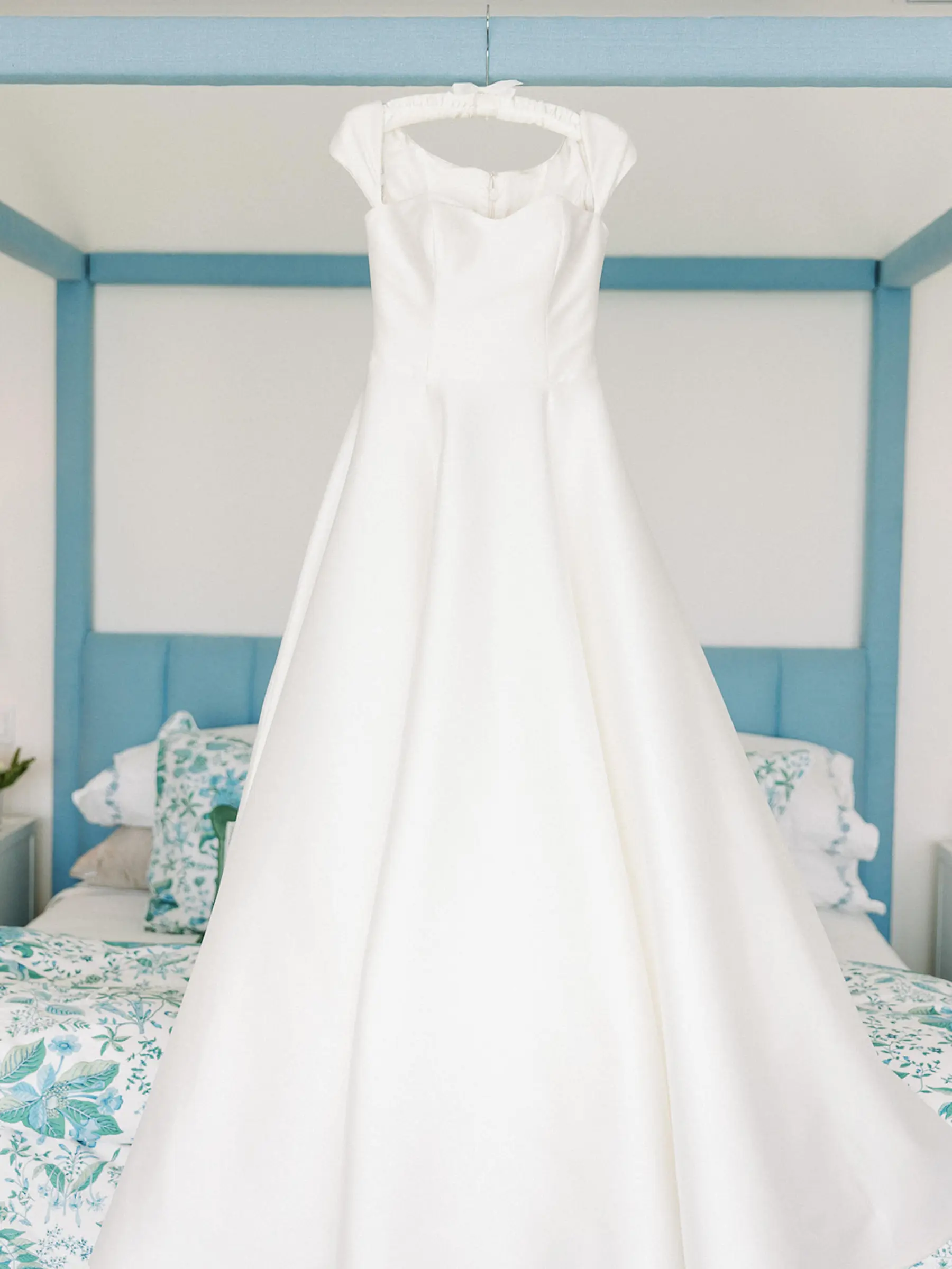 Classic White Cap Sleeve A-Line Ballgown Sareh Nouri Wedding Dress and Flower Applique Veil Inspiration