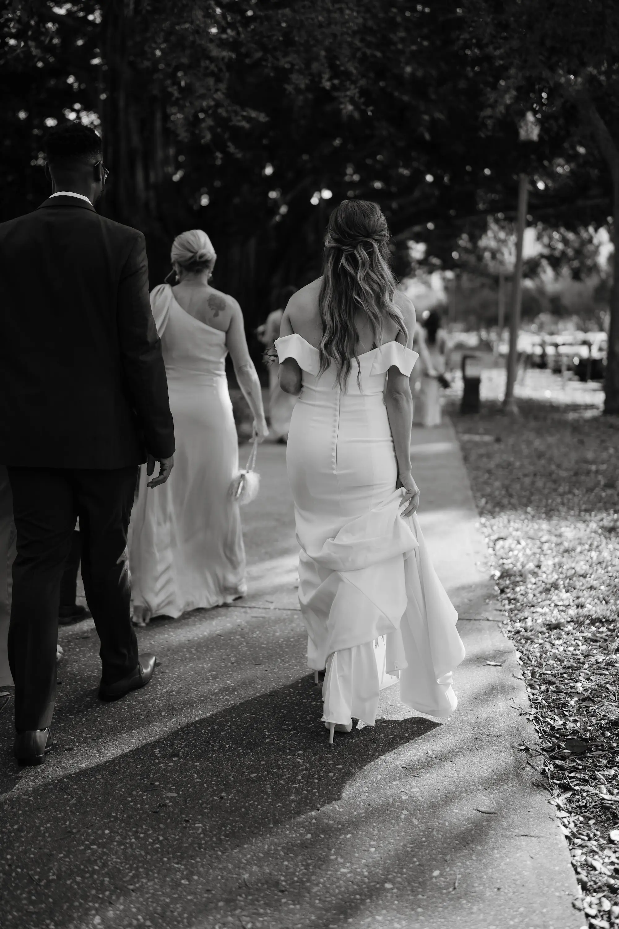 White Off The Shoulder Fitted Mermaid Button Back Madi Lane Bridal Wedding Dress | Tampa Bay Photographer Sabrina Autumn Photography