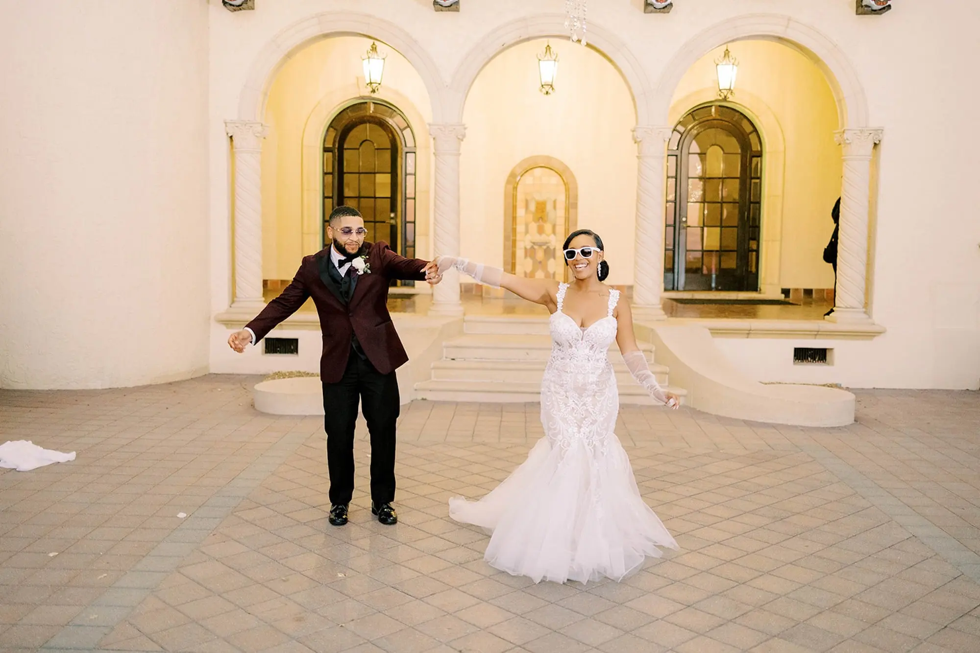 Bride and Groom Wedding Reception Grand Entrance Portrait | Sarasota Event Venue Powel Crosley Estate