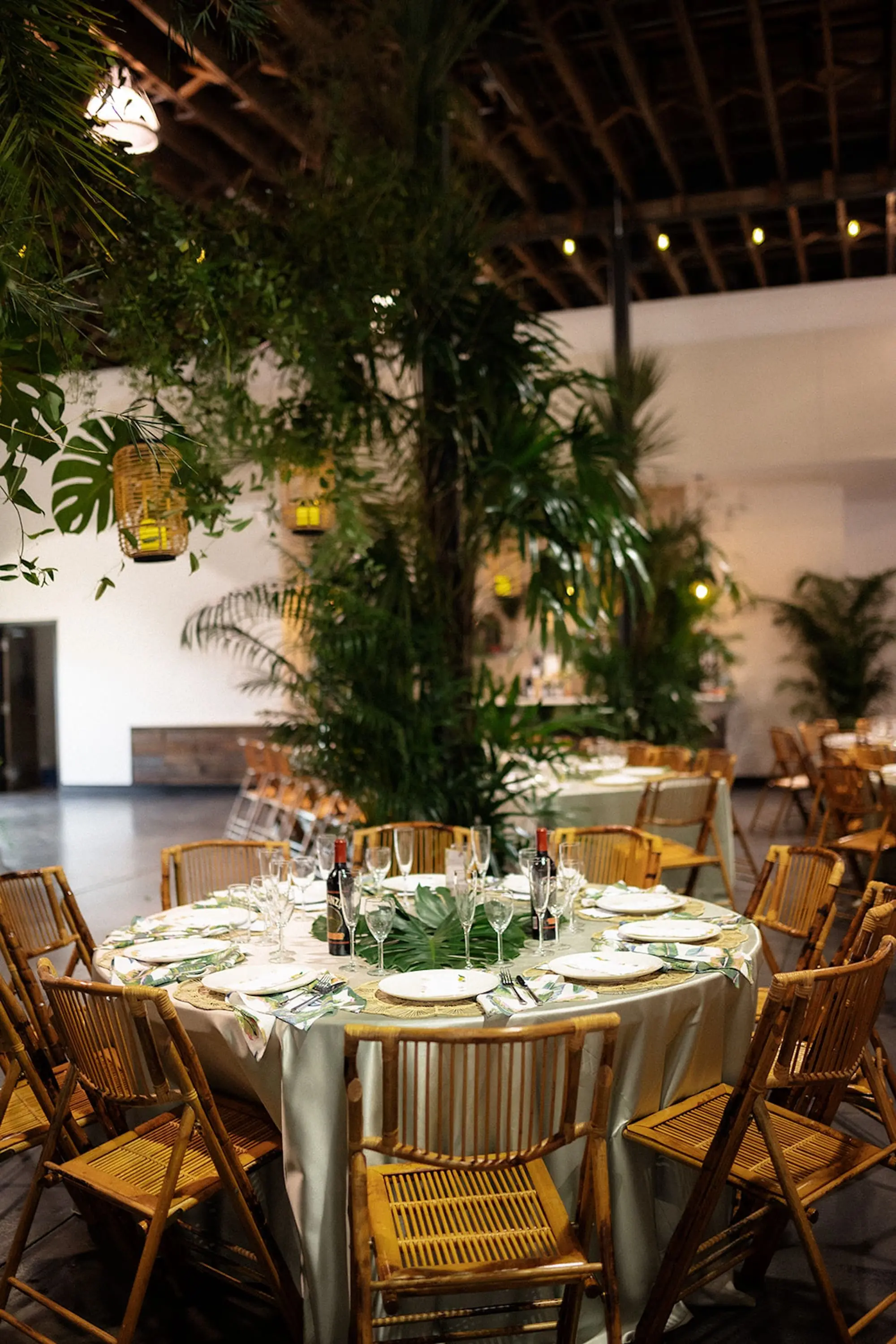 Multi-Cultural Asian Tropical Jungle Wedding Reception Tablescape Place Setting Decor Ideas | Tampa Bay Over The Top Rental Linens | Event Venue Haus 820