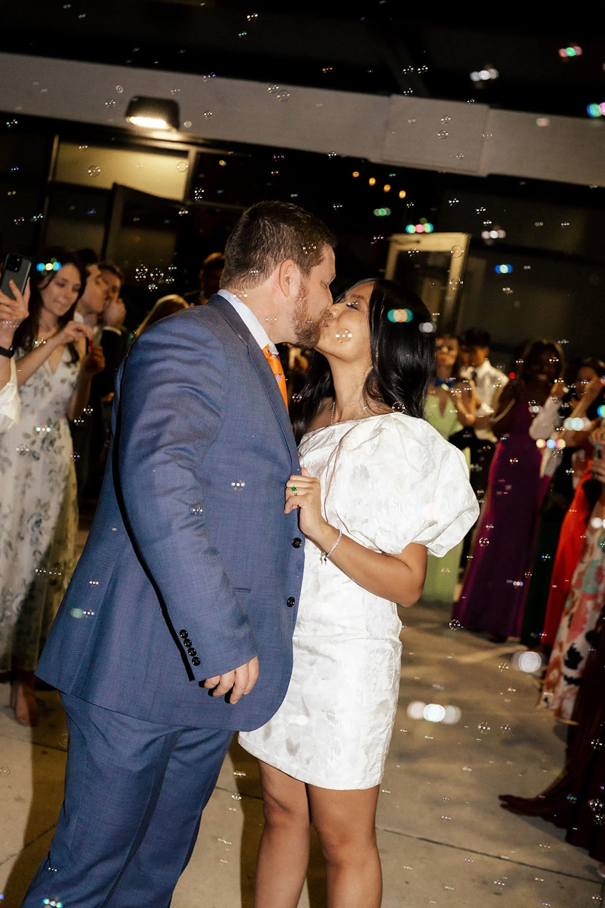 Bride and Groom Grand Exit Wedding Portrait | Bubble Send Off Ideas