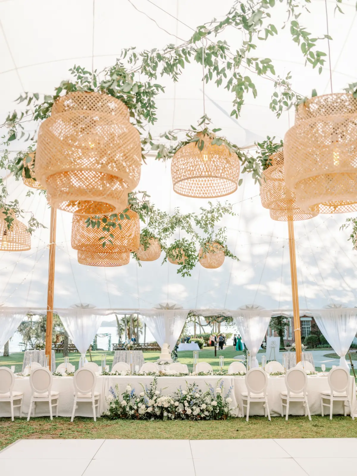 Luxurious Blue Spring Garden Tented Wedding Reception Decor Ideas | Tampa Bay Florist Beneva Flowers