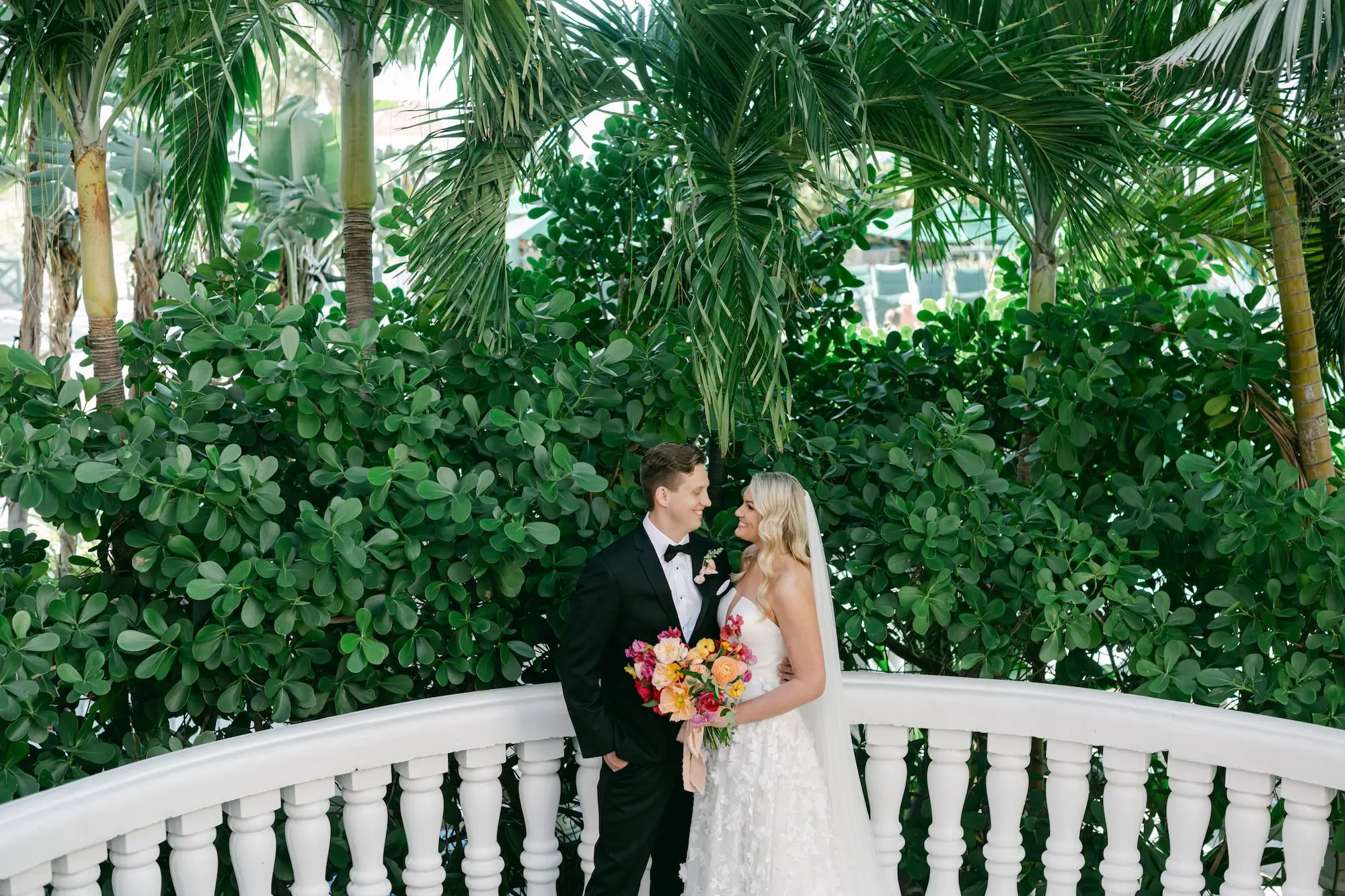 Bride and Groom Outdoor Wedding Portrait | St Pete Beach Historical Hotel Resort Wedding Venue Don CeSar