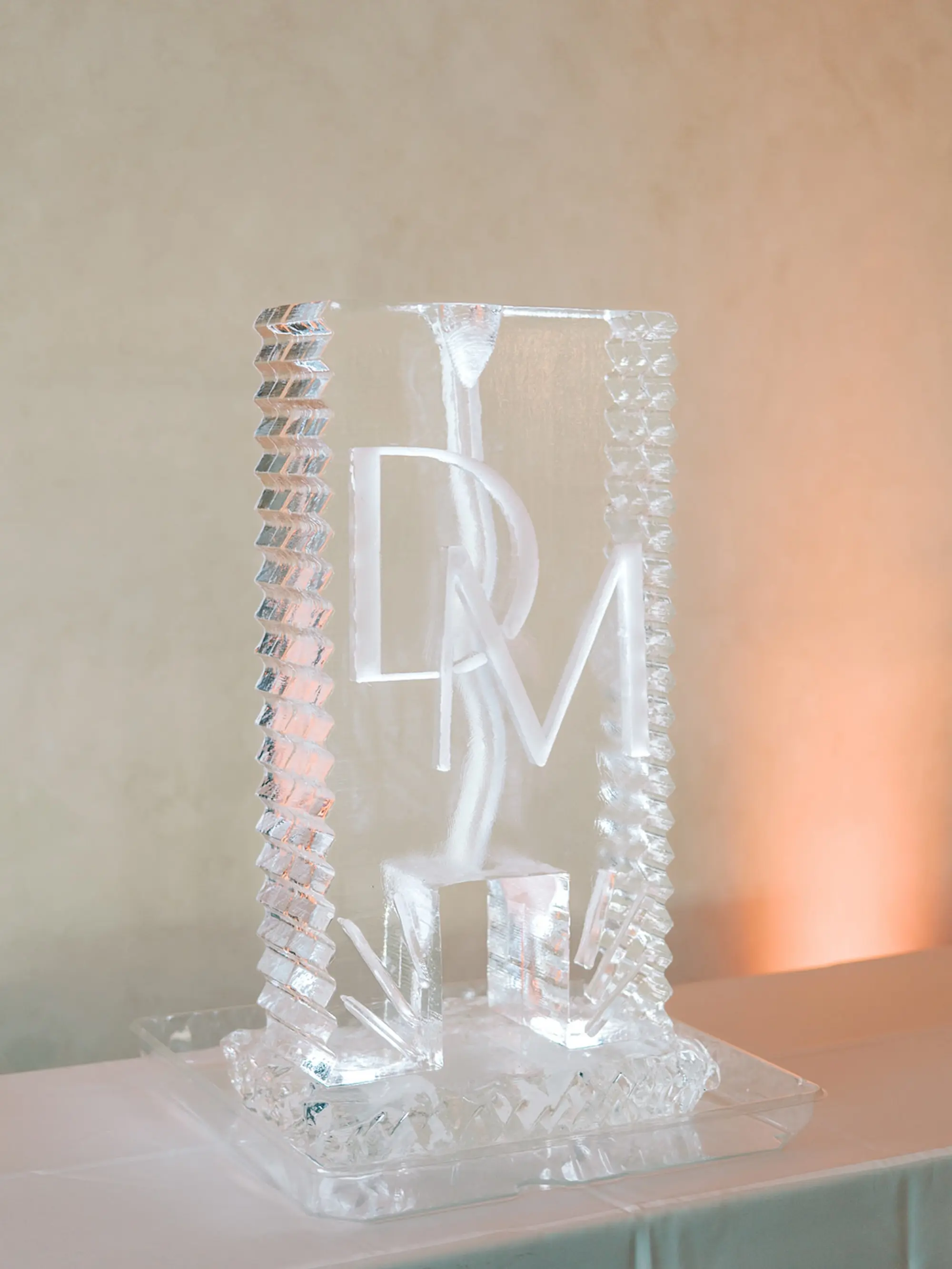 Bride and Groom Initials Wedding Reception Ice Sculpture Ideas