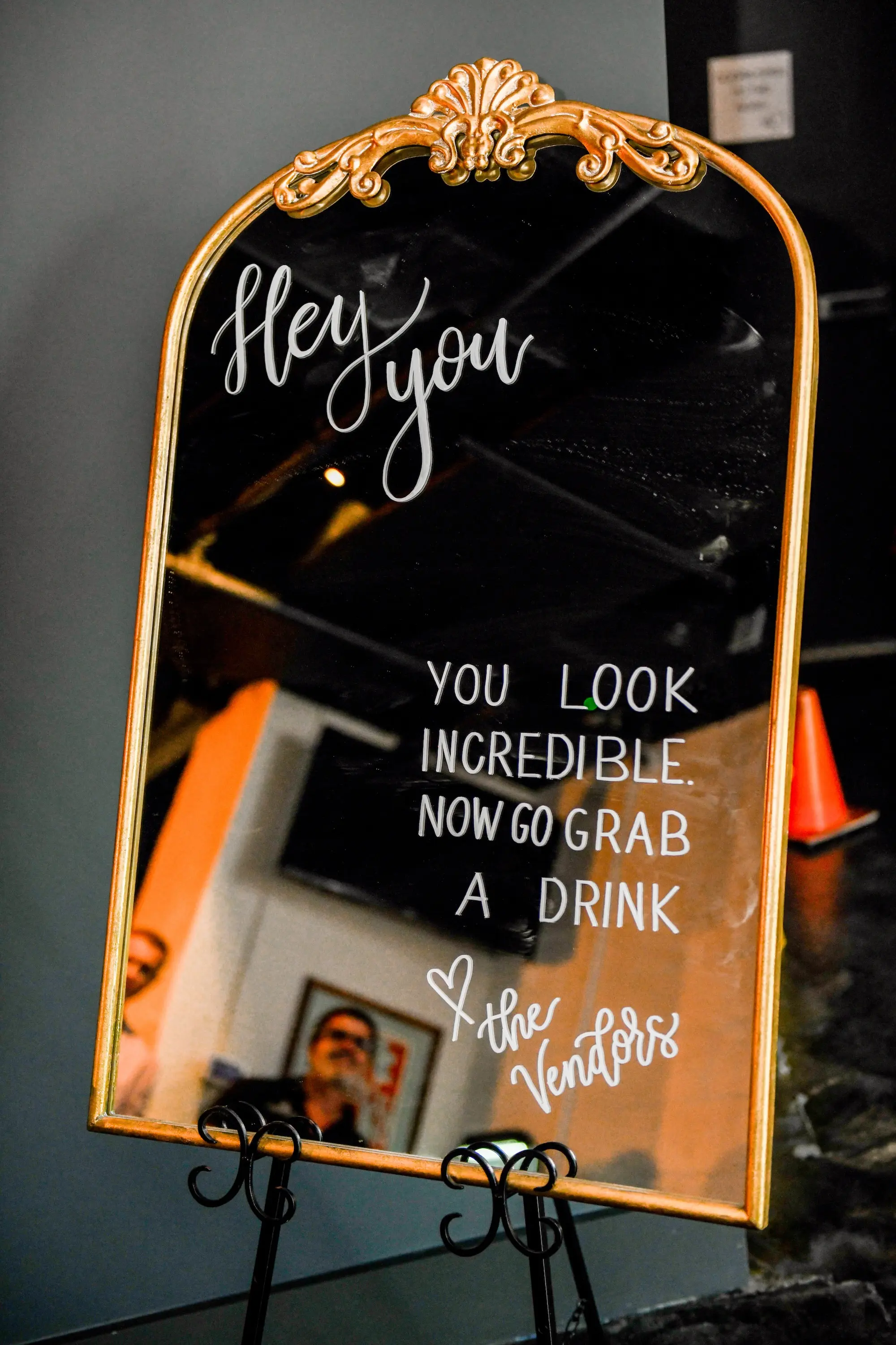 19Flirty Pink Tropical Disco Wedding Inspiration jpg - “Best Of” 2025: Wedding Receptions Part 2 Hey You Gold Mirror Wedding Sign Decor Ideas
