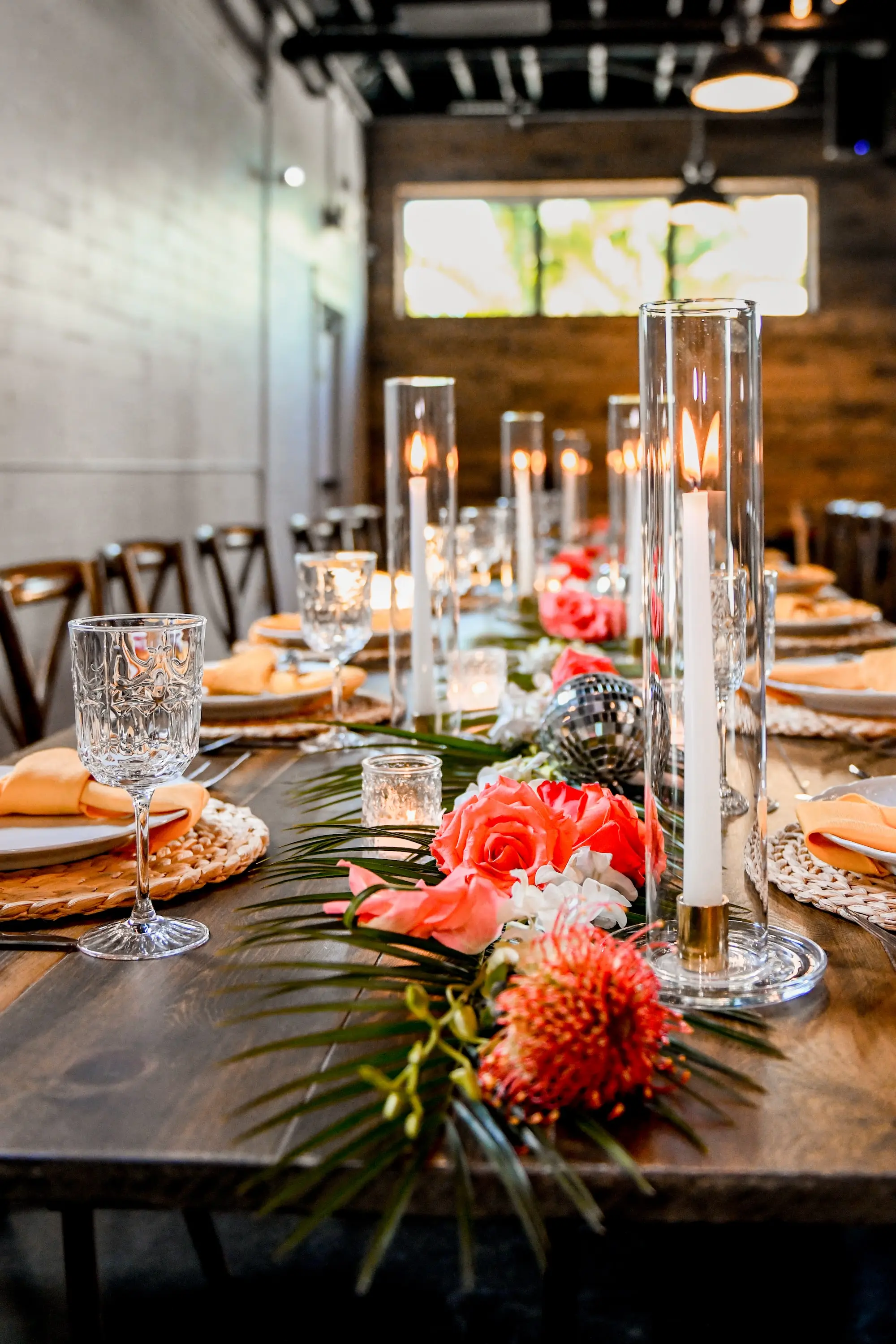 25Flirty Pink Tropical Disco Wedding Inspiration jpg - “Best Of” 2025: Wedding Receptions Part 2 Tropical Pink, Disco Ball, and Candle Wedding Reception Tabletop Decor Ideas | The West Events