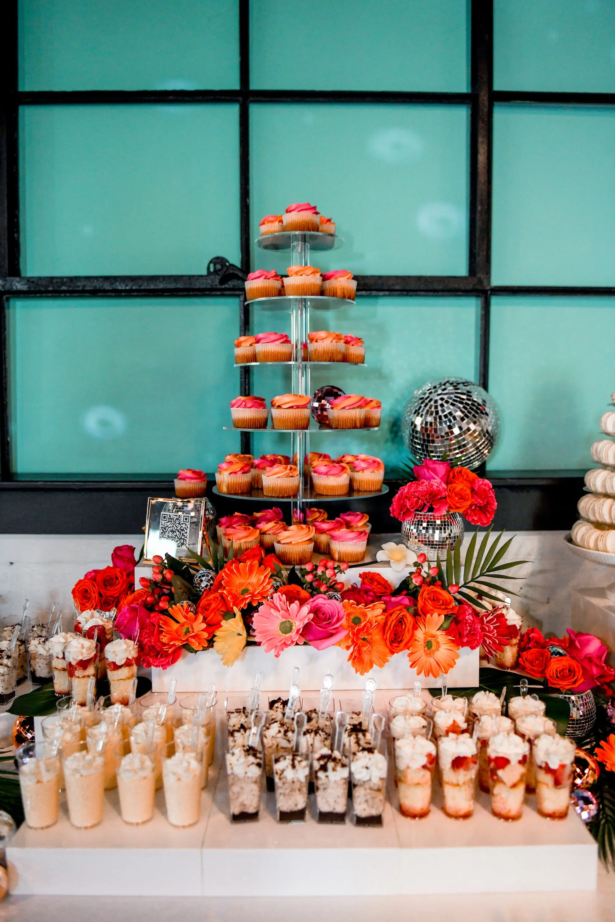 30Flirty Pink Tropical Disco Wedding Inspiration jpg - “Best Of” 2025: Wedding Receptions Part 2 Tropical Pink Wedding Cupcake Dessert Table Inspiration