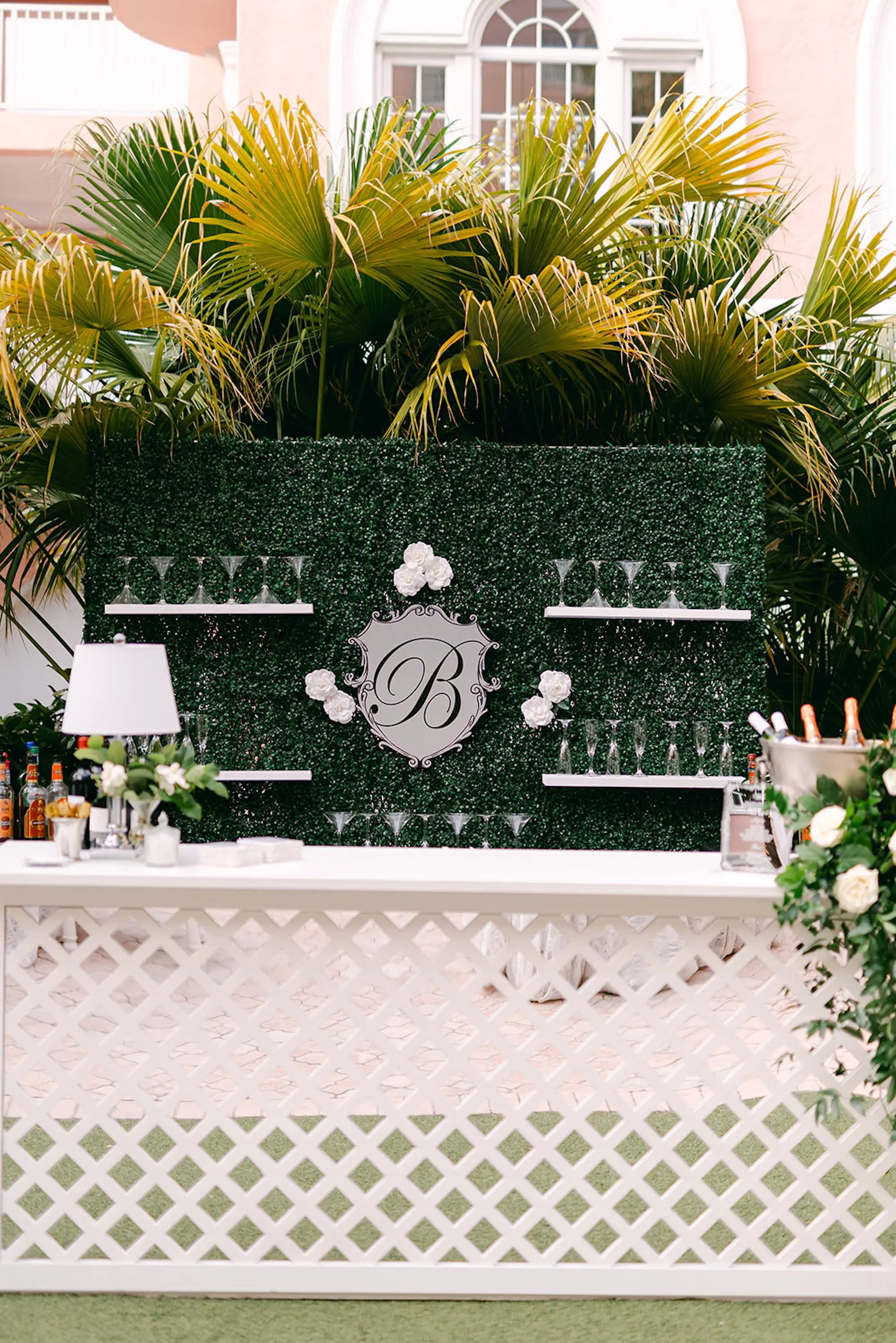 Timeless Wedding Reception Ivy Hedge Wall Bar Display Decor Inspiration | Tampa Bay Planner Parties A La Carte