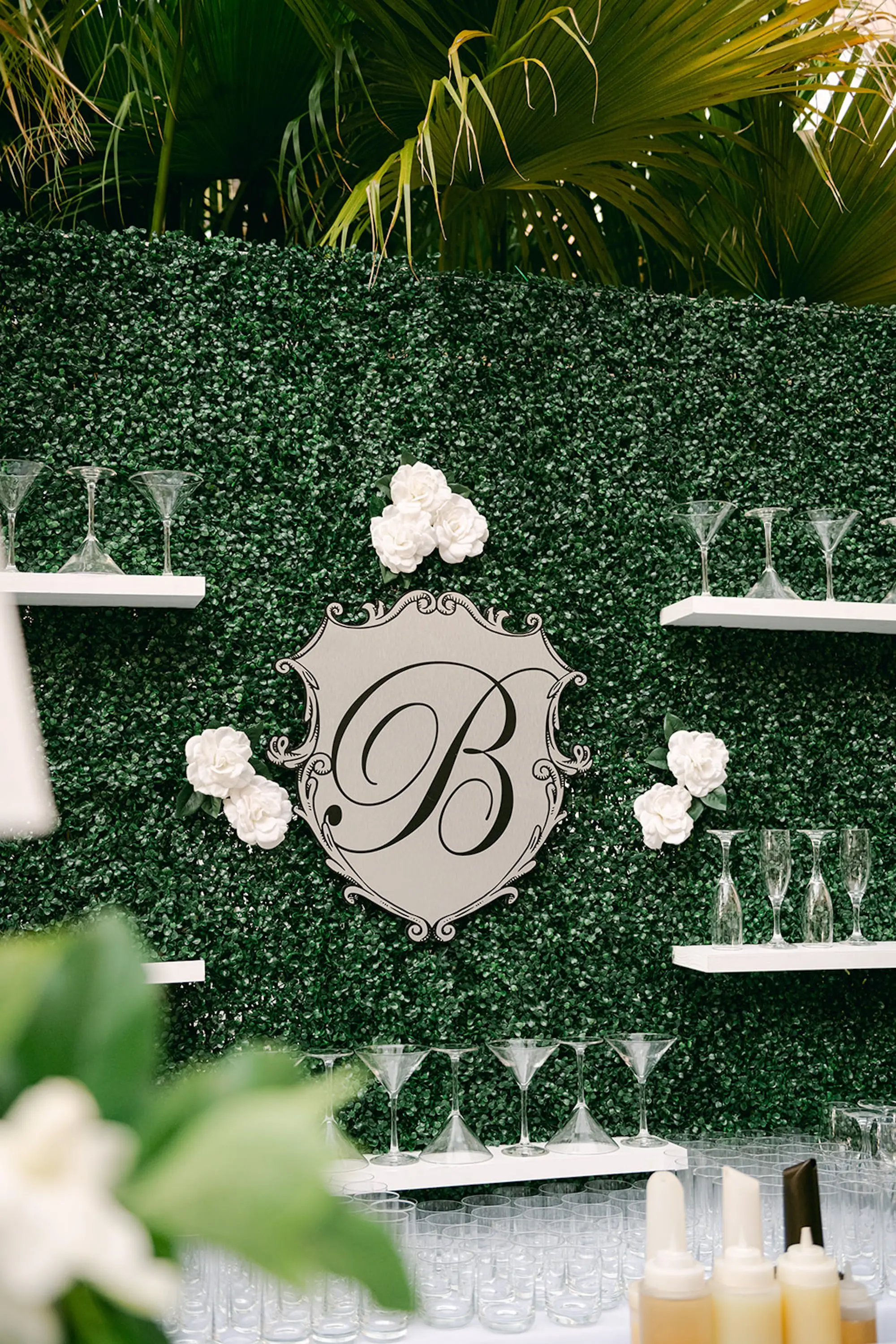 Timeless Wedding Reception Ivy Hedge Wall Bar Display Decor Inspiration | Tampa Bay Planner Parties A La Carte