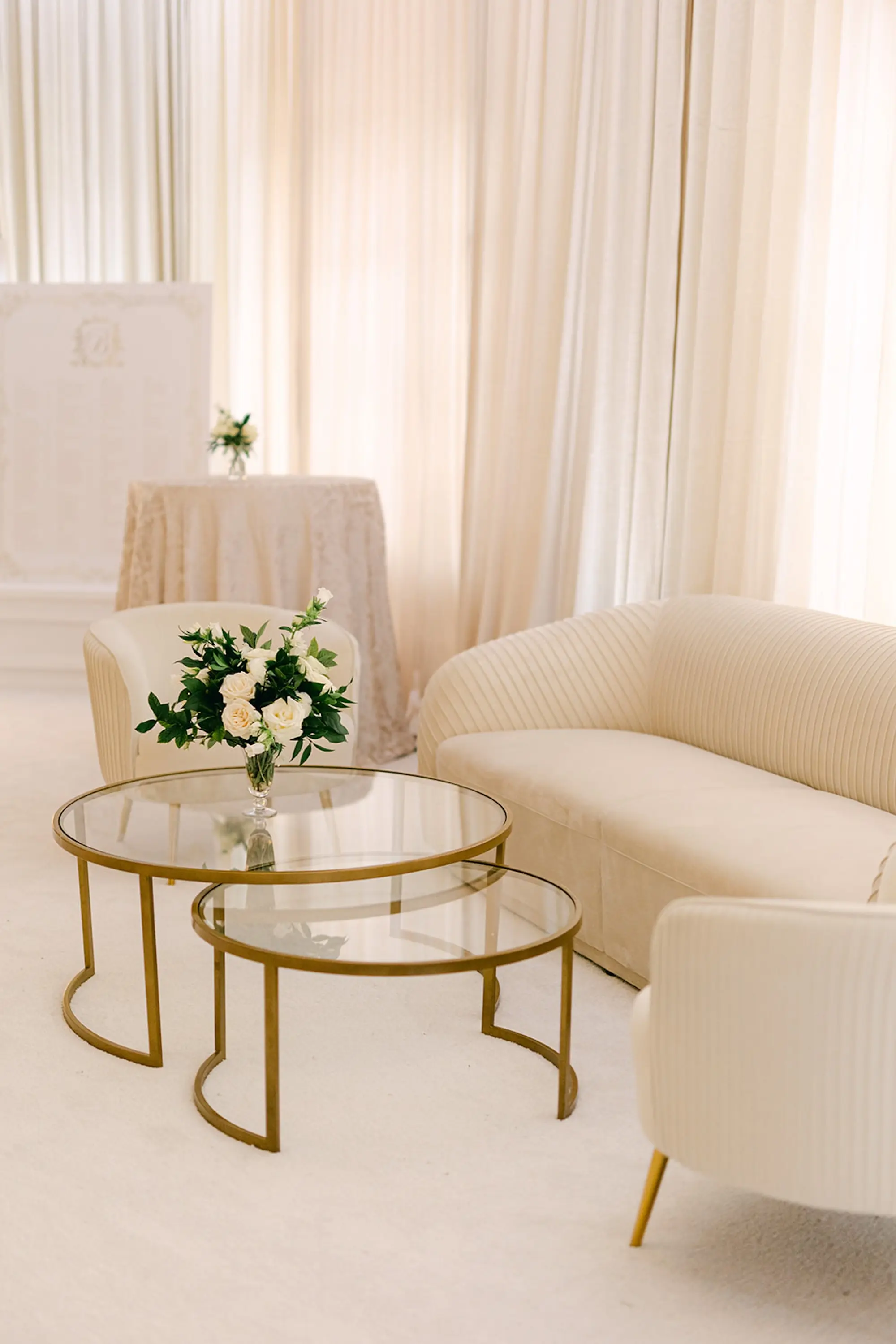Elegant Ivory and Gold Wedding Reception Lounge Decor Ideas | St Petersburg Hotel Resort Wedding Venue The Don CeSar