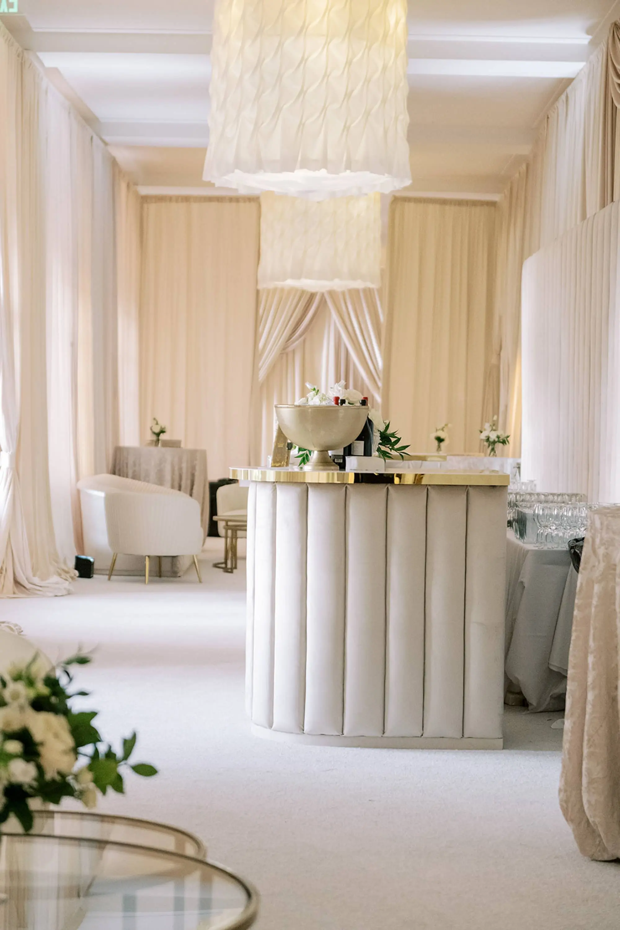 Elegant Ivory and Gold Wedding Reception Lounge Decor Ideas | St Petersburg Hotel Resort Wedding Venue The Don CeSar