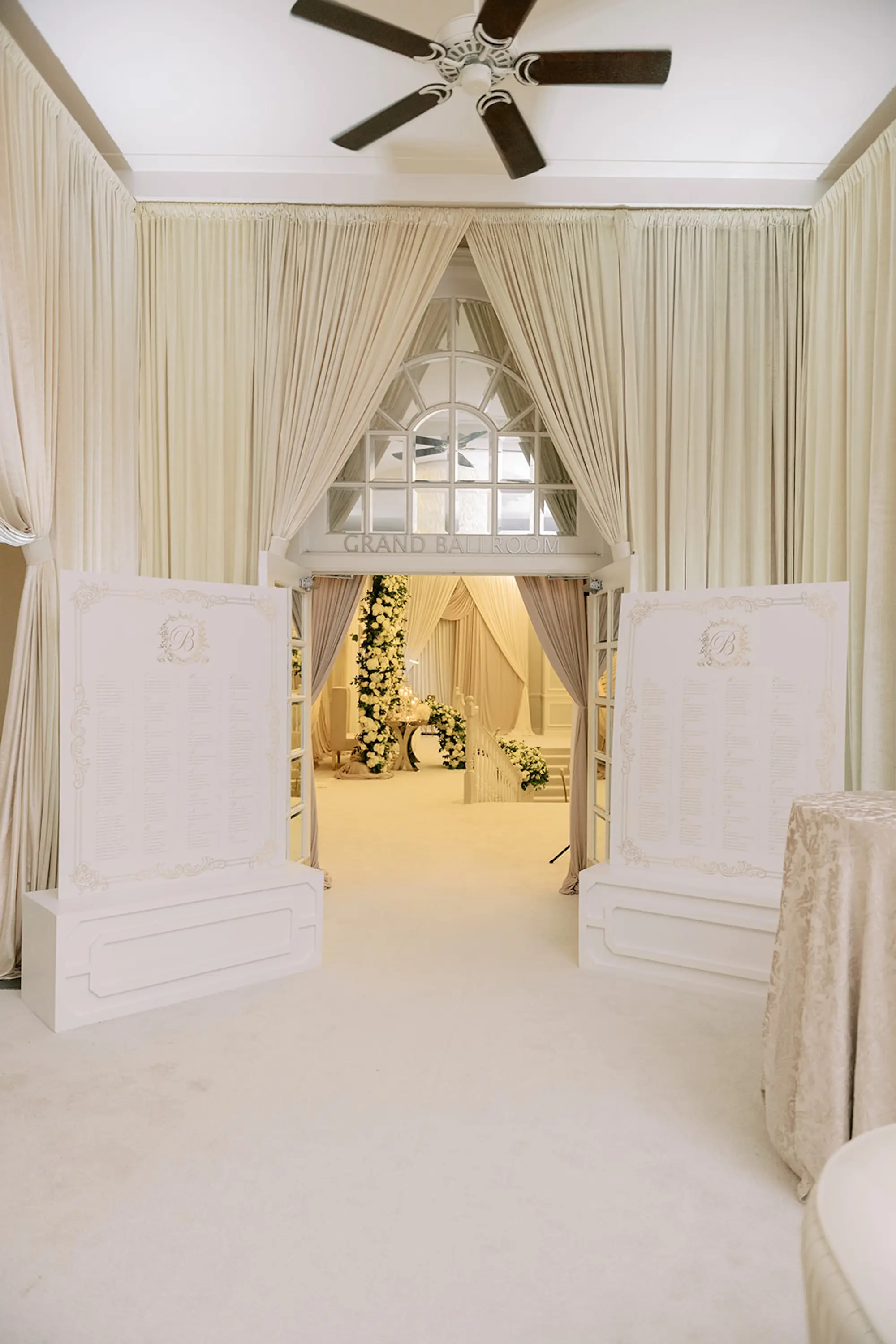 Luxurious Ivory and Gold Wedding Reception Seating Chart Signs Decor Inspiration | Tampa Bay Planner Parties A'La Carte | St Pete Beach Historic Hotel Resort Venue The Don CeSar