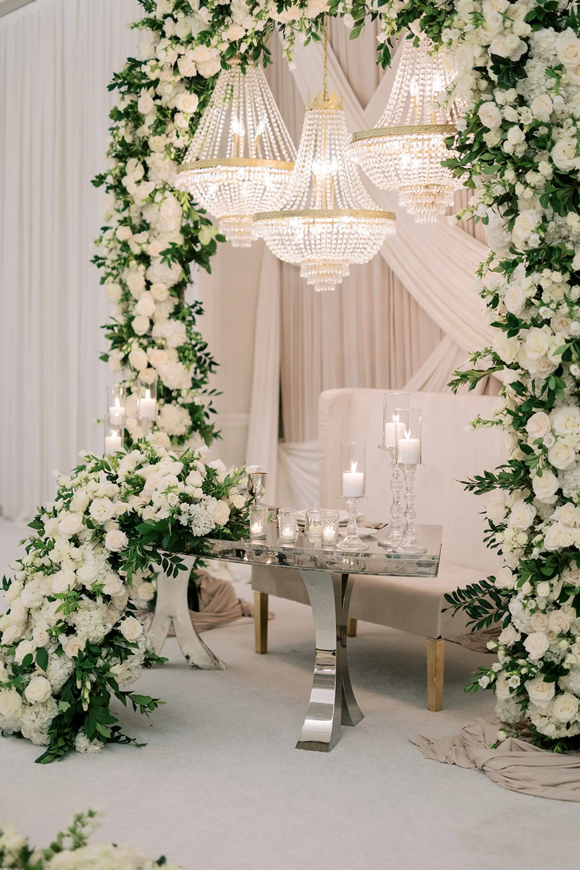 63Luxurious Ivory and Gold Wedding Decor - Luxurious, Ivory and Gold St. Pete Beach Wedding | The Don CeSar Luxurious Ivory and Gold Wedding Reception Sweetheart Table Decor Ideas | St Pete Event Planner Parties A La Carte