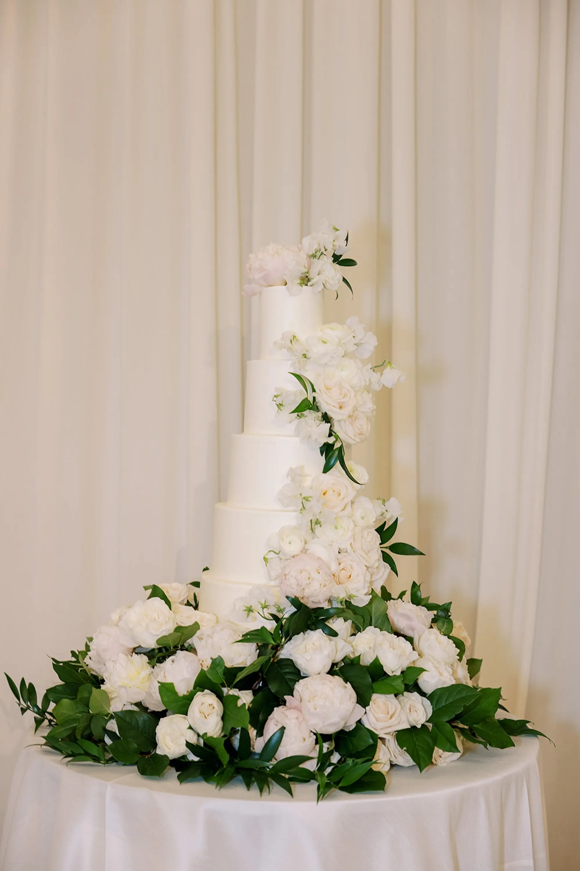 64Luxurious Ivory and Gold Wedding Decor - Luxurious, Ivory and Gold St. Pete Beach Wedding | The Don CeSar Luxurious White Round Five-Tiered Wedding Cake Inspiration