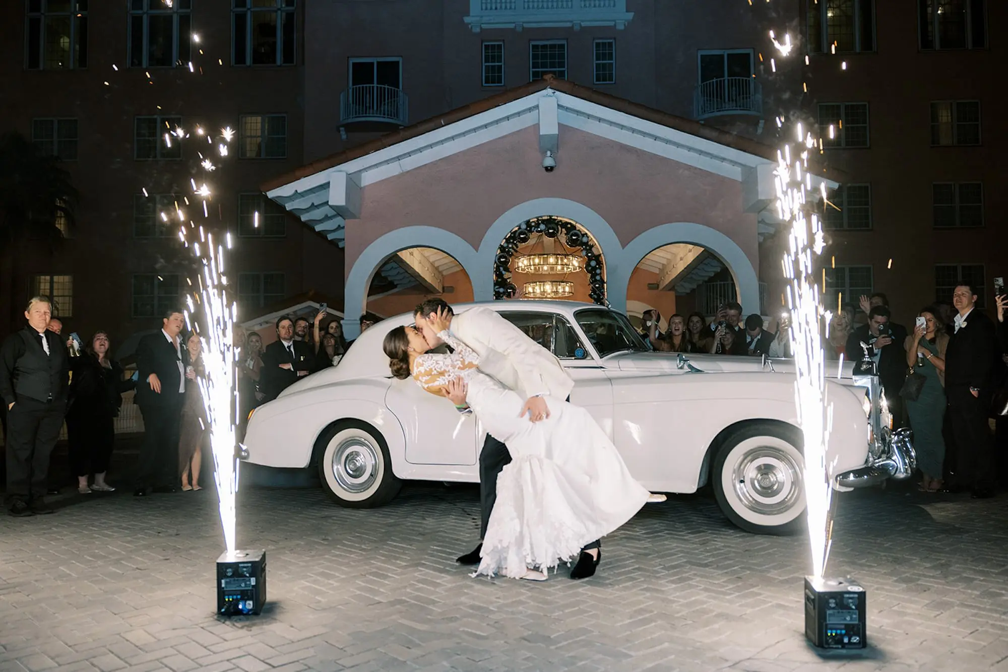 67Luxurious Ivory and Gold Wedding Decor - Luxurious, Ivory and Gold St. Pete Beach Wedding | The Don CeSar Bride and Groom Grand Exit Wedding Portrait | St Pete Event Planner Parties A La Carte