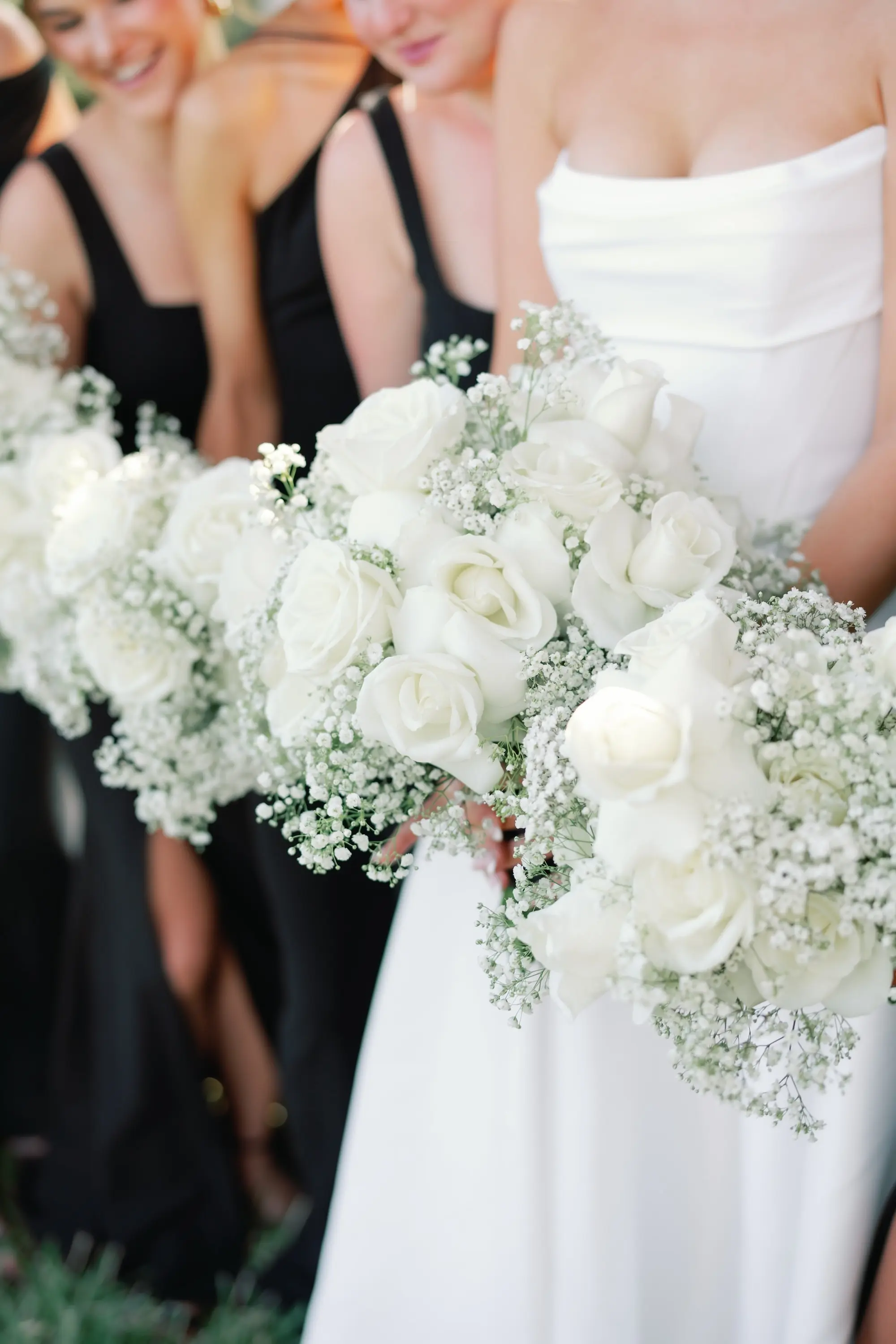 Timeless White Roses and Baby's Breath Wedding Bouquet Inspiration