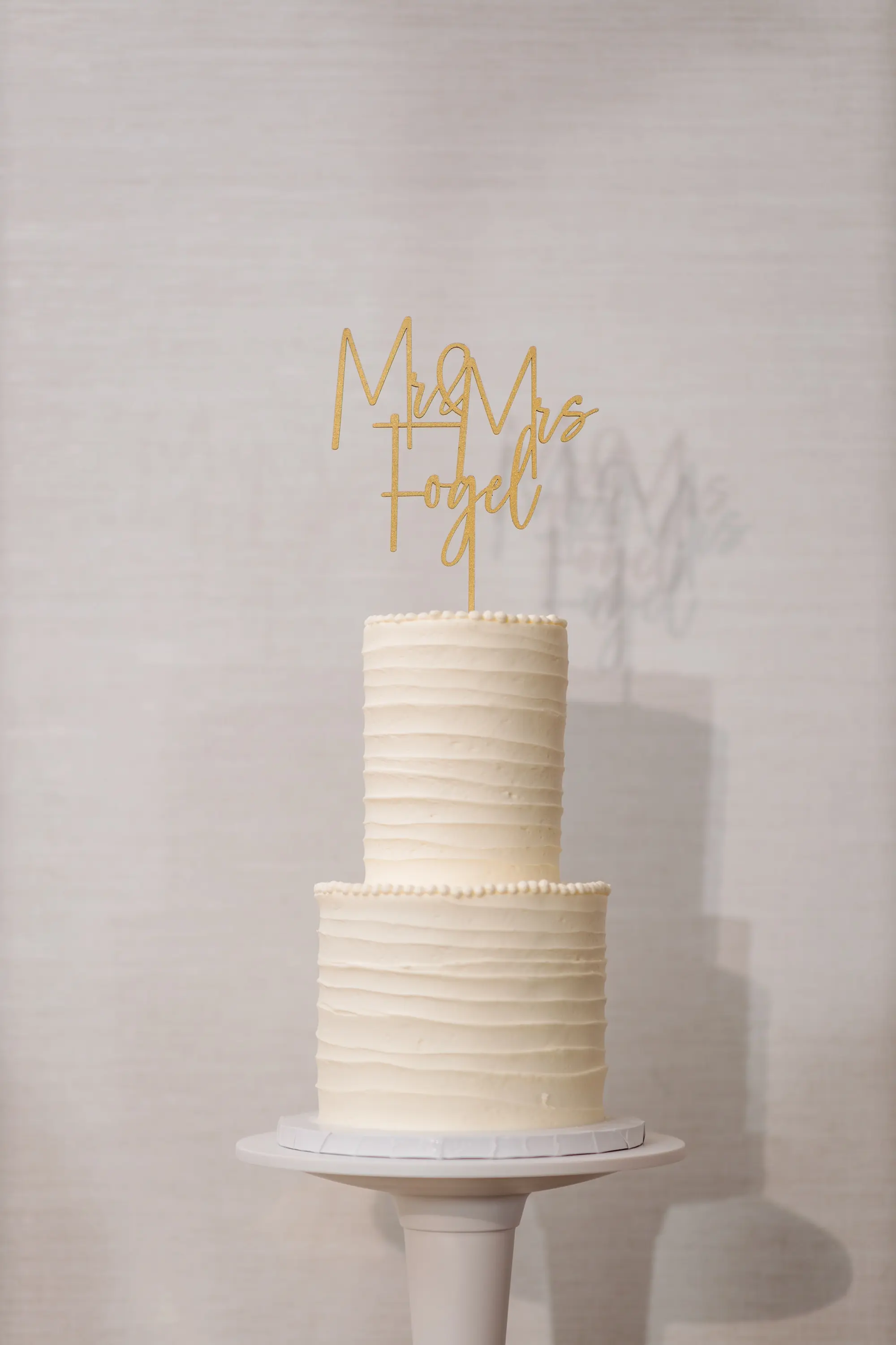 Simple Elegant Two-Tiered White Wedding Cake Decor Inspiration
