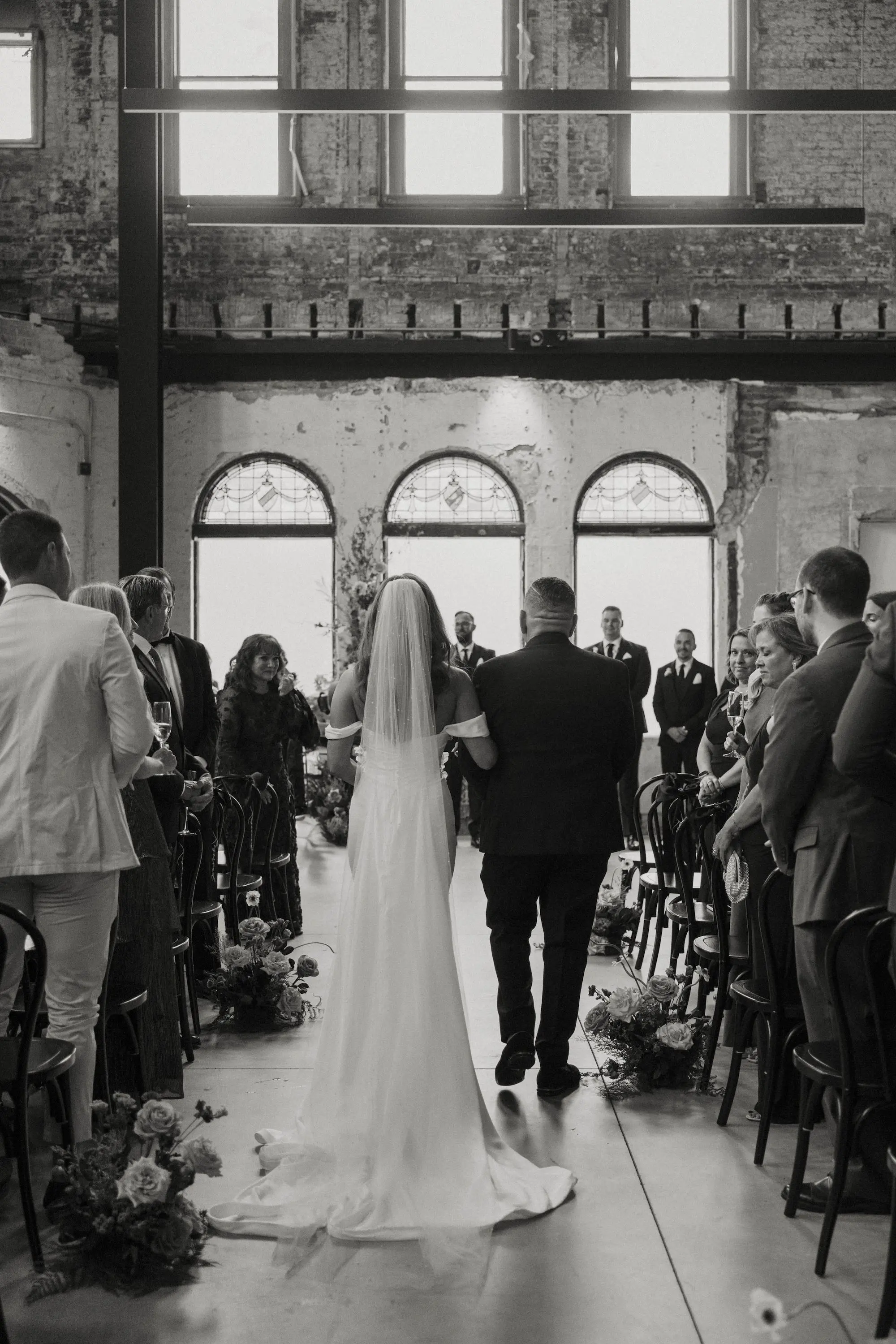 Bride and Father Walking Down Wedding Aisle | Ybor Event Venue Las Novidades, Hotel Haya