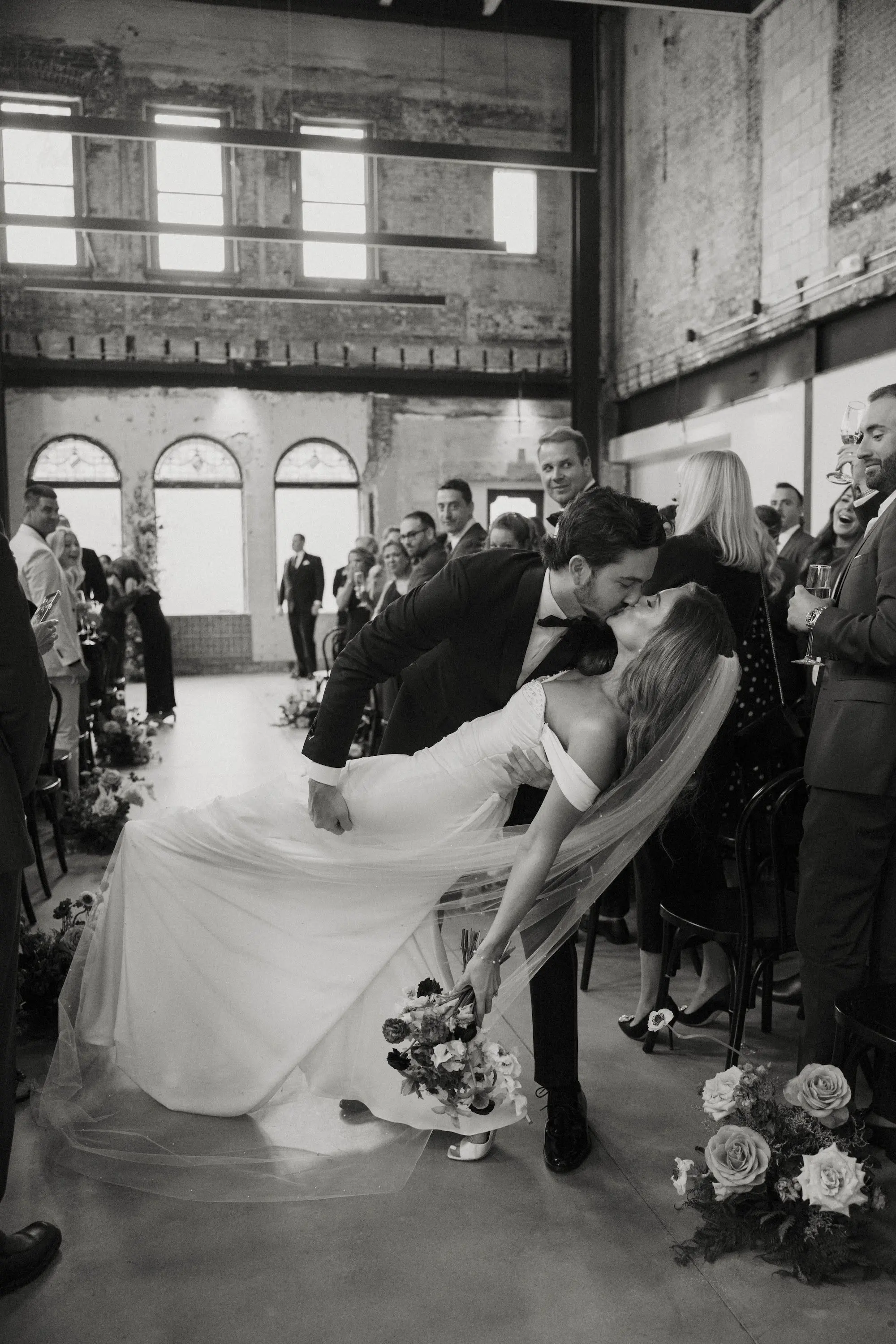 Bride and Groom Just Married Wedding Portrait | Las Novidades Room | Ybor Event Venue Hotel Haya