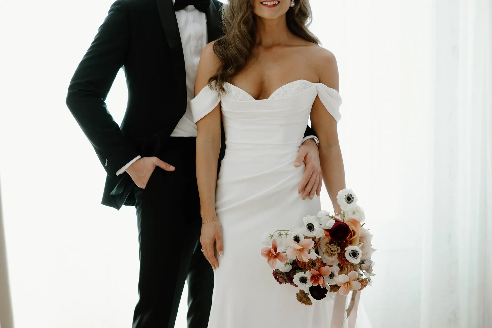 Timeless Bride and Groom Wedding Portrait | White Mermaid Paloma Blanca Wedding Dress Inspiration