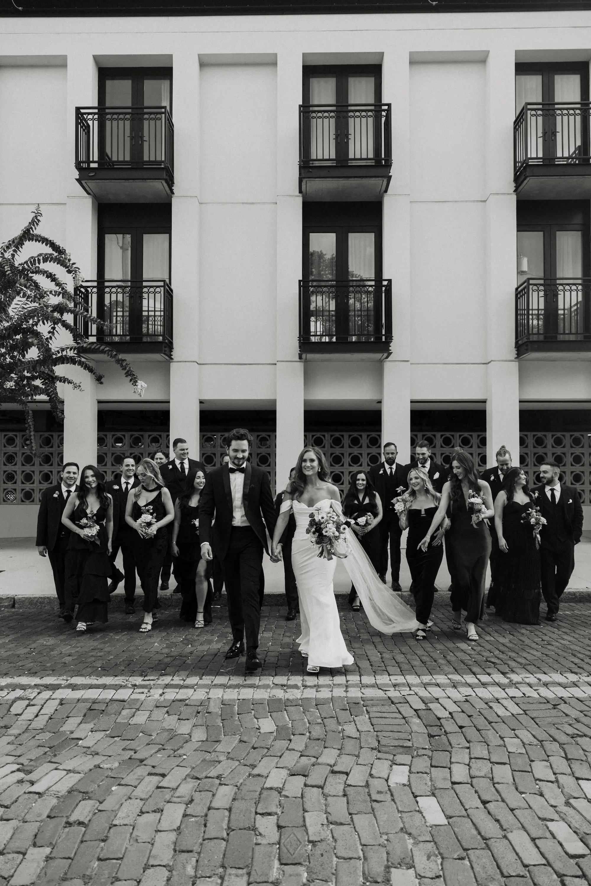 Bride and Groom with Wedding Party Portrait