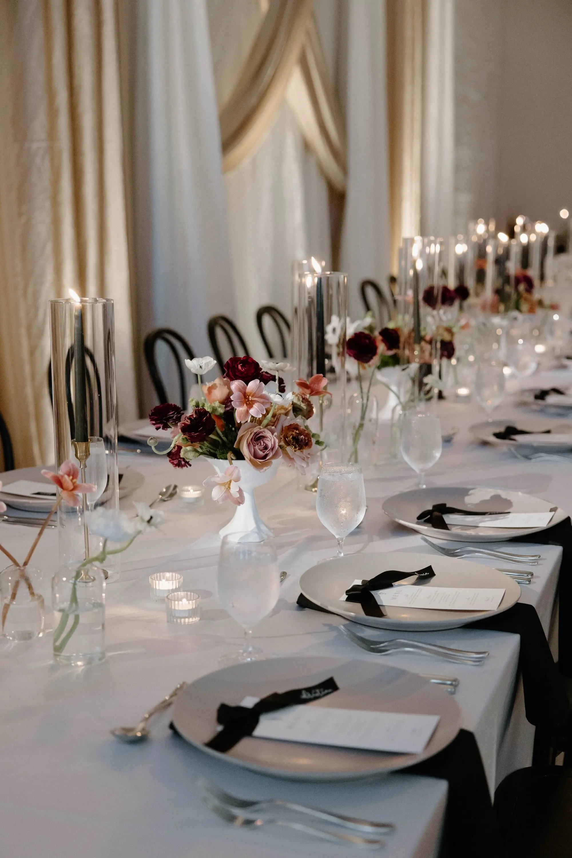 Timeless Modern Black and White Wedding Reception Tablescape Inspiration