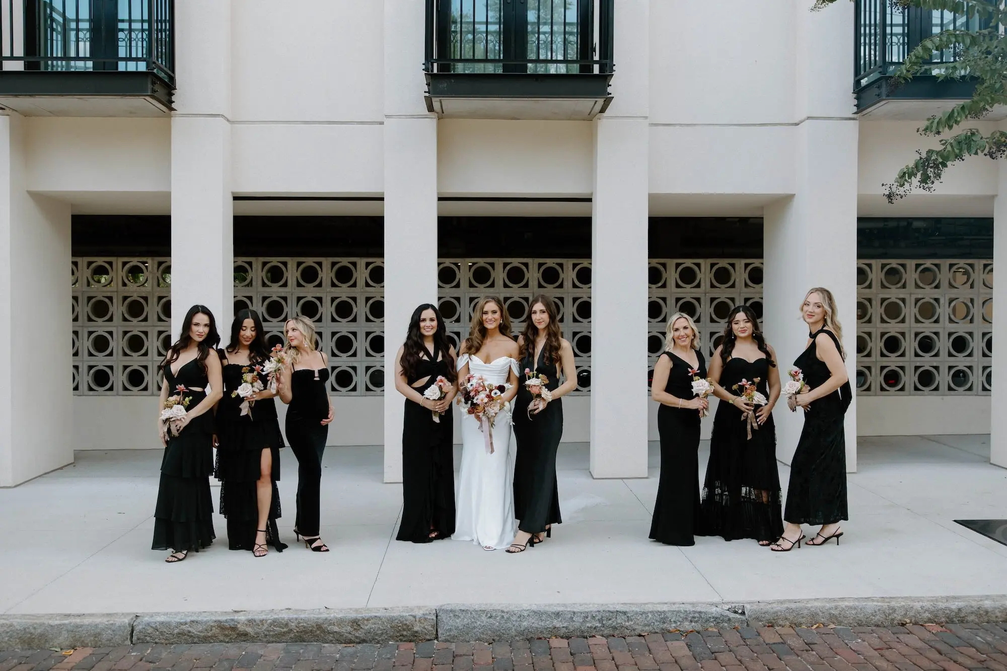 Mismatched Black Bridesmaid Wedding Dress Ideas | Tampa Bay Hair and Makeup Artist Femme Akoi Beauty Studio | Ybor Event Venue Hotel Haya